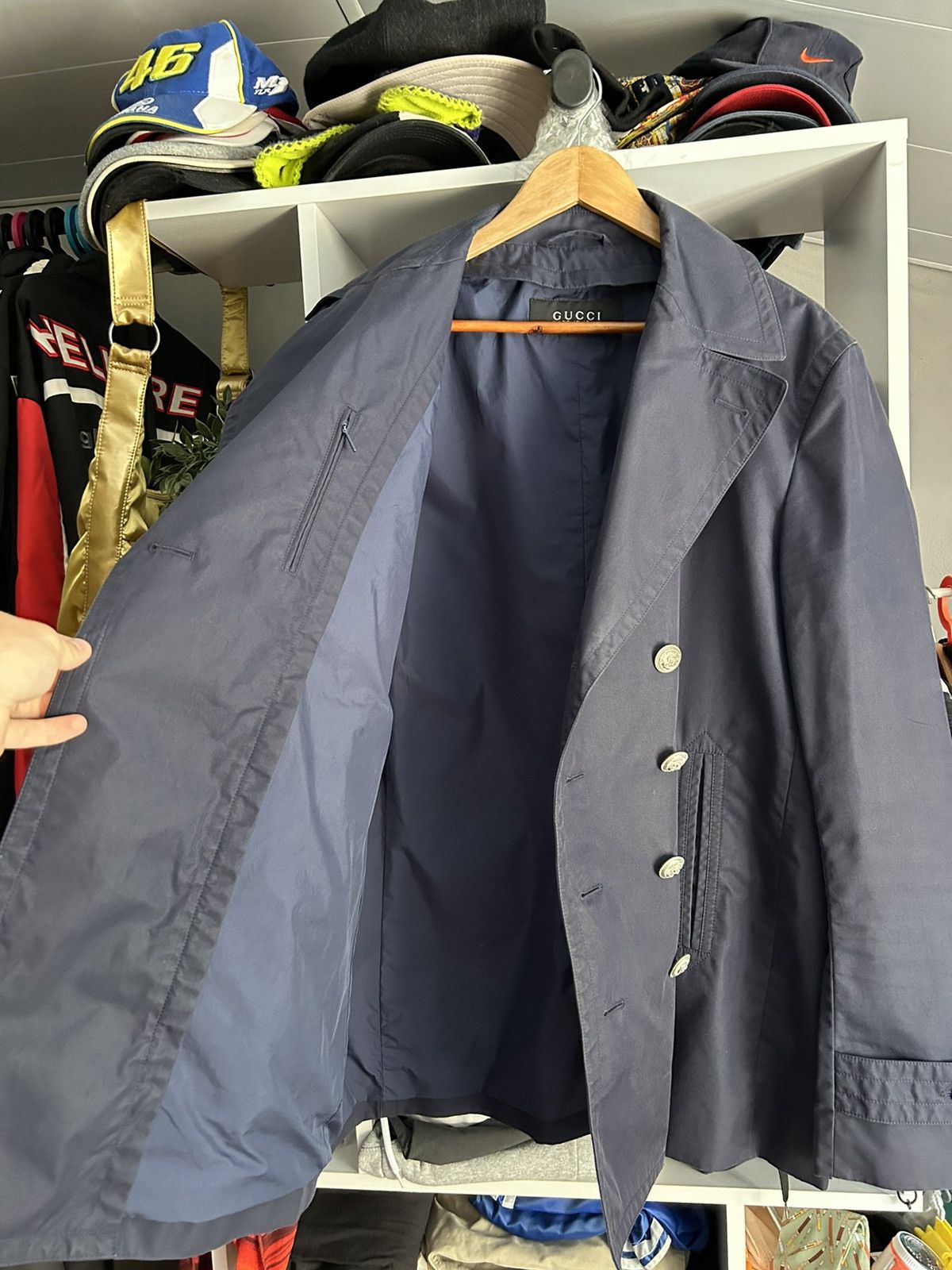 Gucci Gucci Navy Double Breasted Coat Jacket size-54 Size US L / EU 52-54 / 3 - 8 Thumbnail