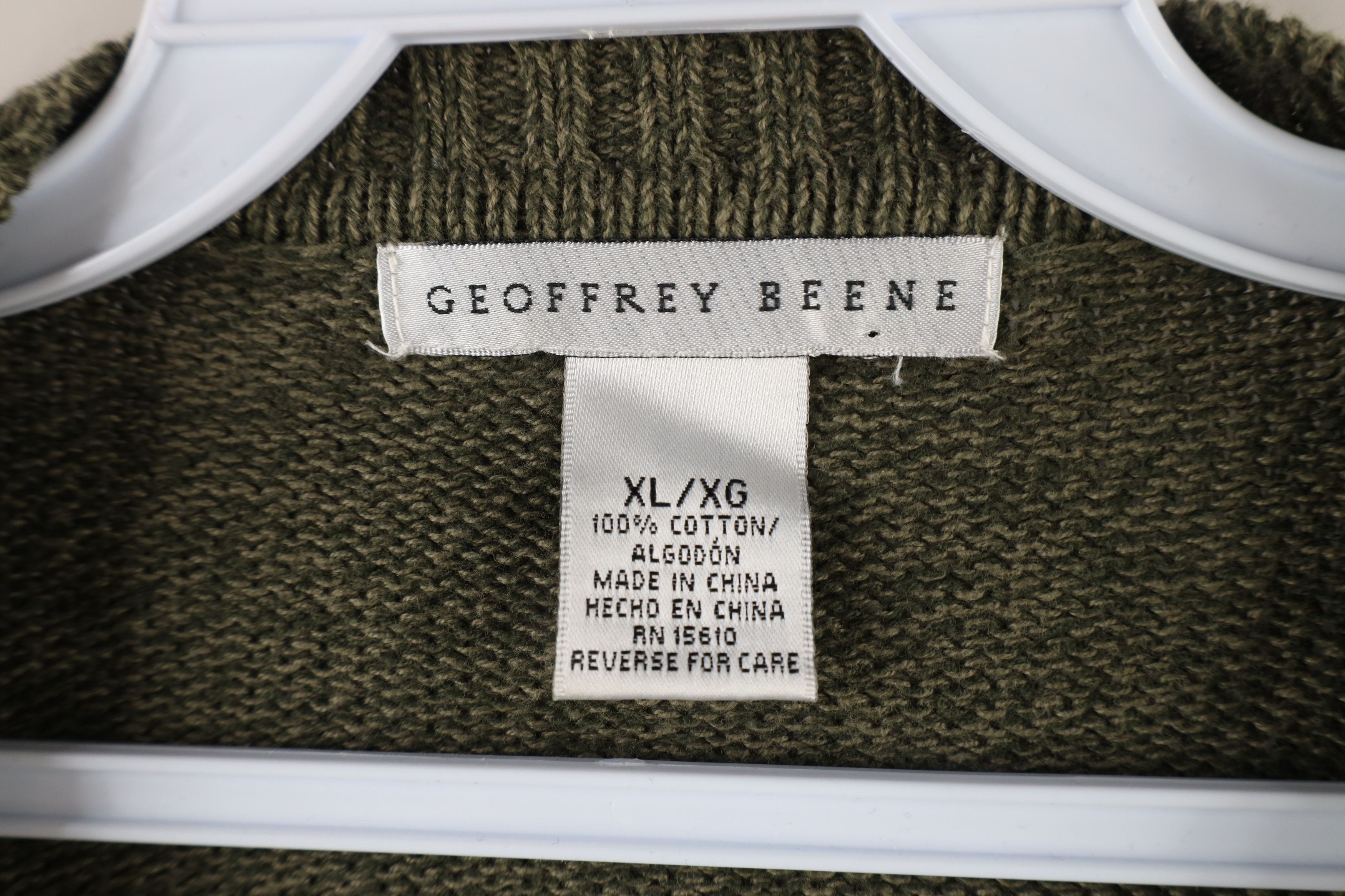 Vintage Vintage 90s Streetwear Cable Knit Crewneck Sweater Green Size US XL / EU 56 / 4 - 6 Thumbnail