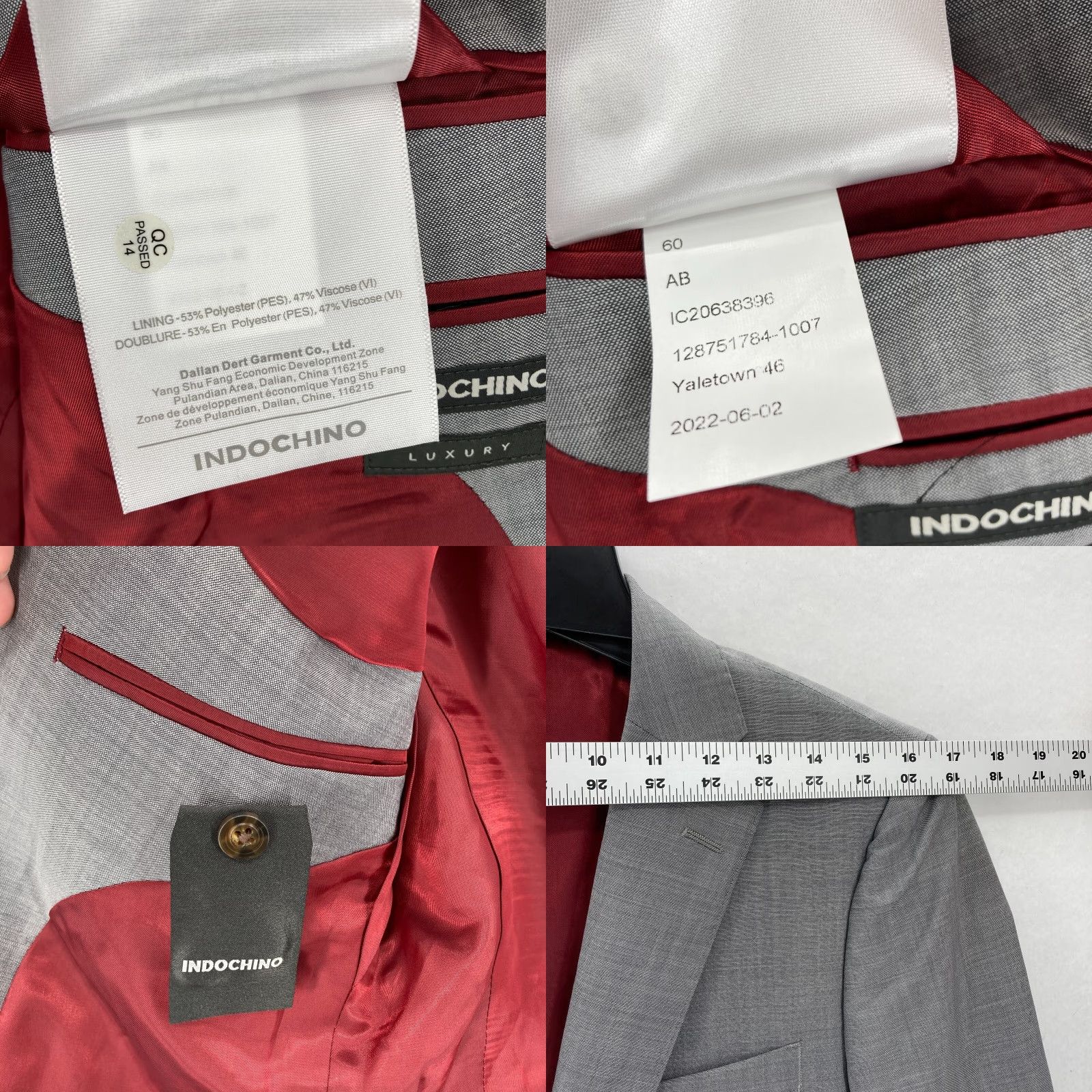 Vintage INDOCHINO Yaletown 46 Sport Coat Blazer Jacket Mens 38 Gray Wool Mohair Luxury Blazer Mens 38 Gray Wool Mohair Luxury Size 38R - 8 Thumbnail