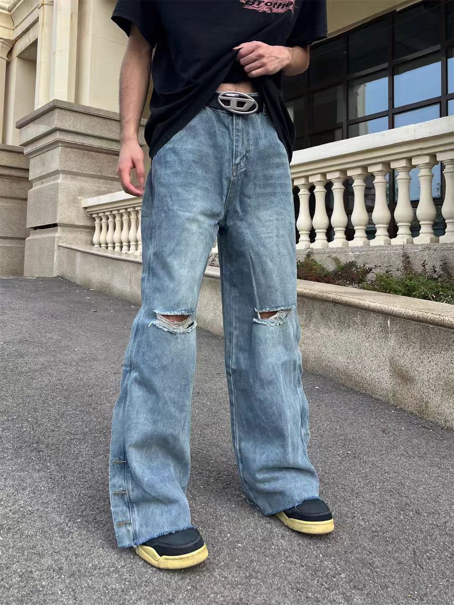Japanese Brand × Vintage Street Hip Hop Washed Loose Ripped Jeans Size 30 Size US 30 / EU 46 - 4 Thumbnail