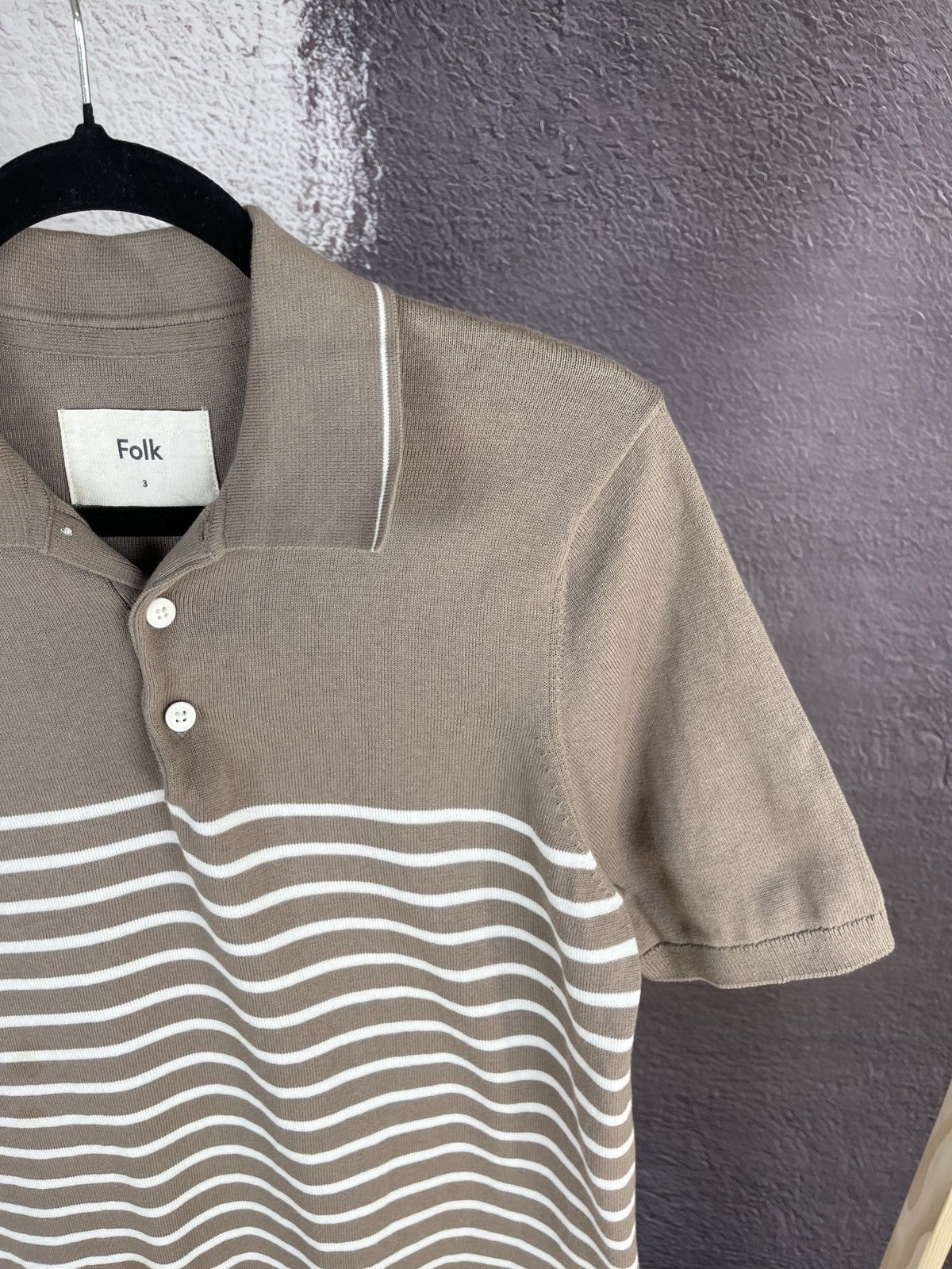 Folk Folk beige striped polo tee shirt Size US M / EU 48-50 / 2 - 7 Thumbnail