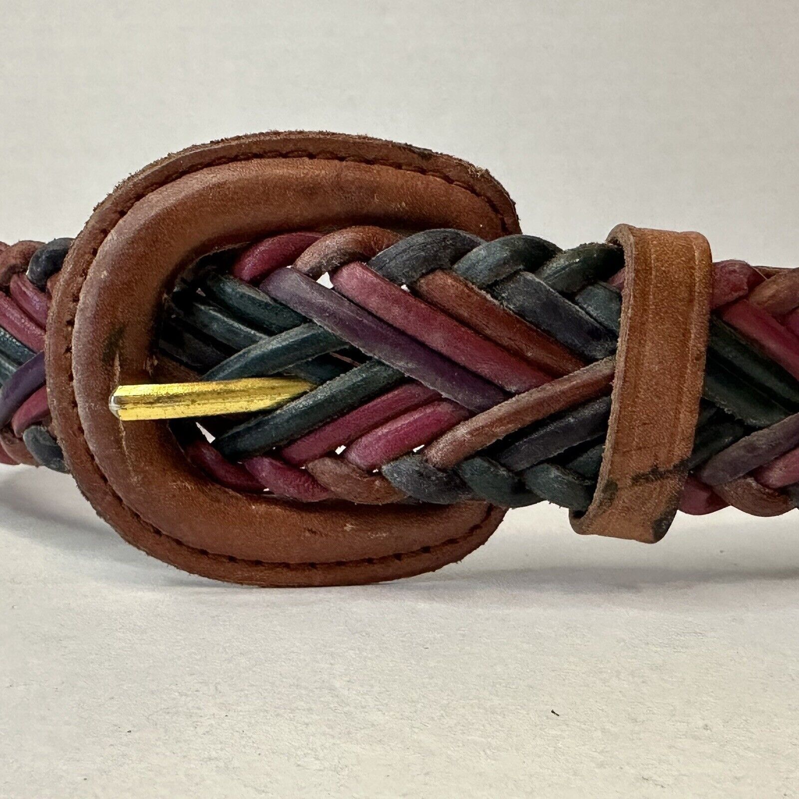 Other Braided Woven Genuine Bonded Leather Belt, Multi-color Size ONE SIZE - 3 Thumbnail