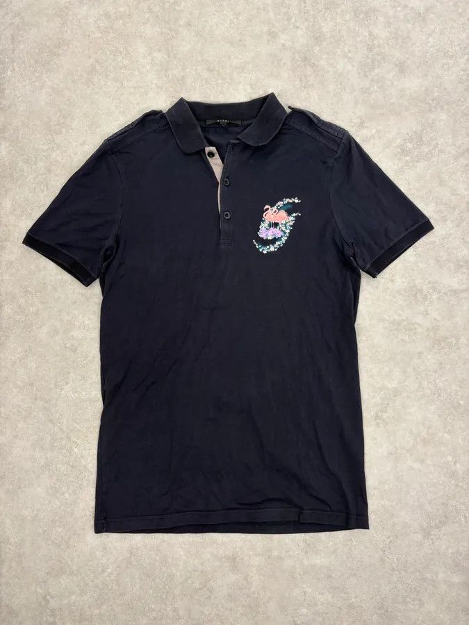 SS2008 Gucci Navy Flamingo Polo by Frida Giannini