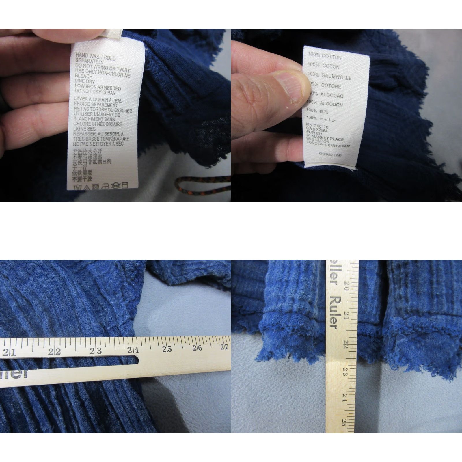 Free People Free People Dress Womens XS Blue Peasant Mini Square Neck Puff Sleeve Frayed Hem Size XS / US 0-2 / IT 36-38 - 8 Thumbnail