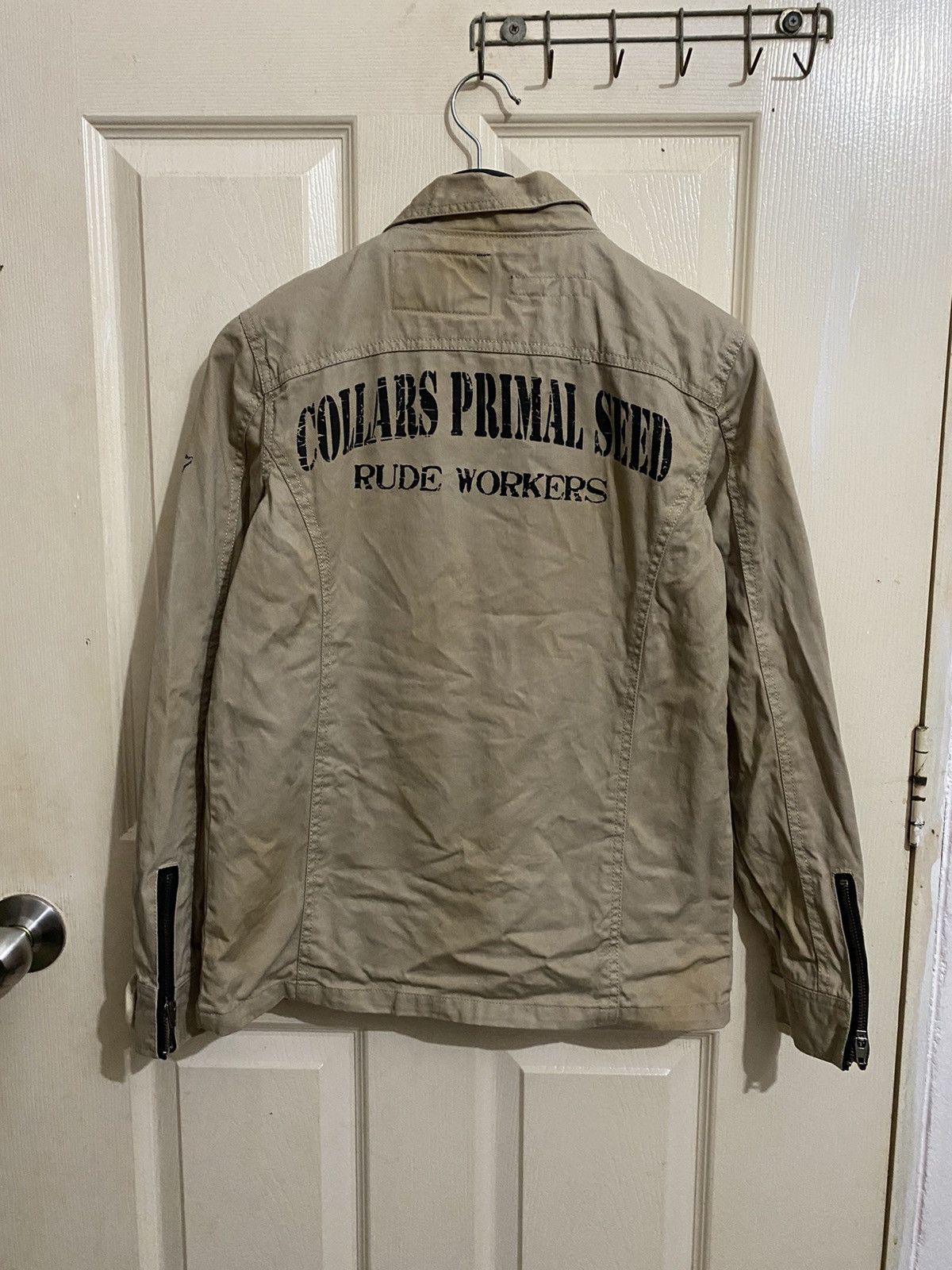 image of Vintage Collars X Jackrose Head Skull Rockers Jacket in Beige, Men's (Size Medium)