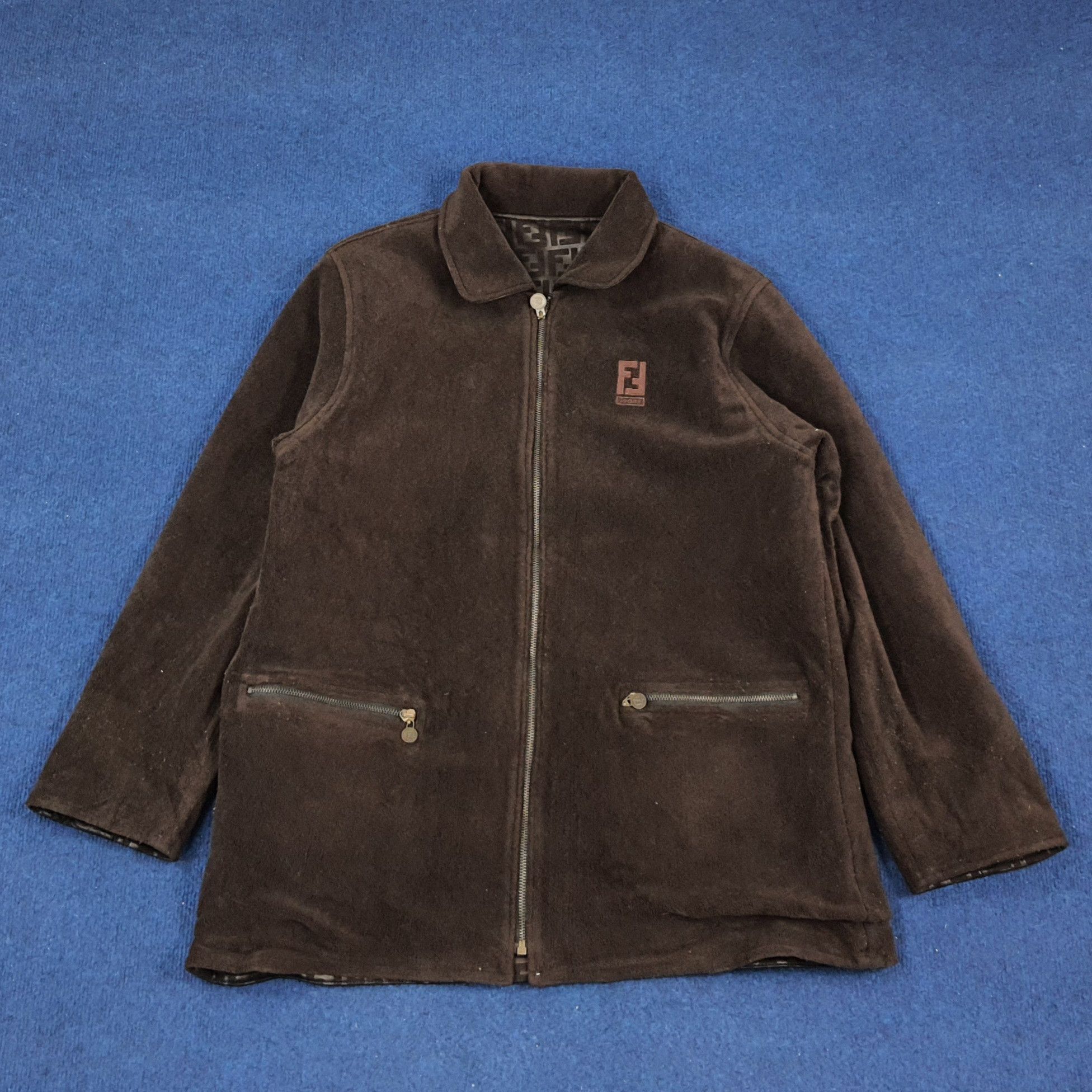 Fendi × Vintage Vintage FENDI Monogram Reversible Fleece Jacket Size US L / EU 52-54 / 3 - 6 Thumbnail