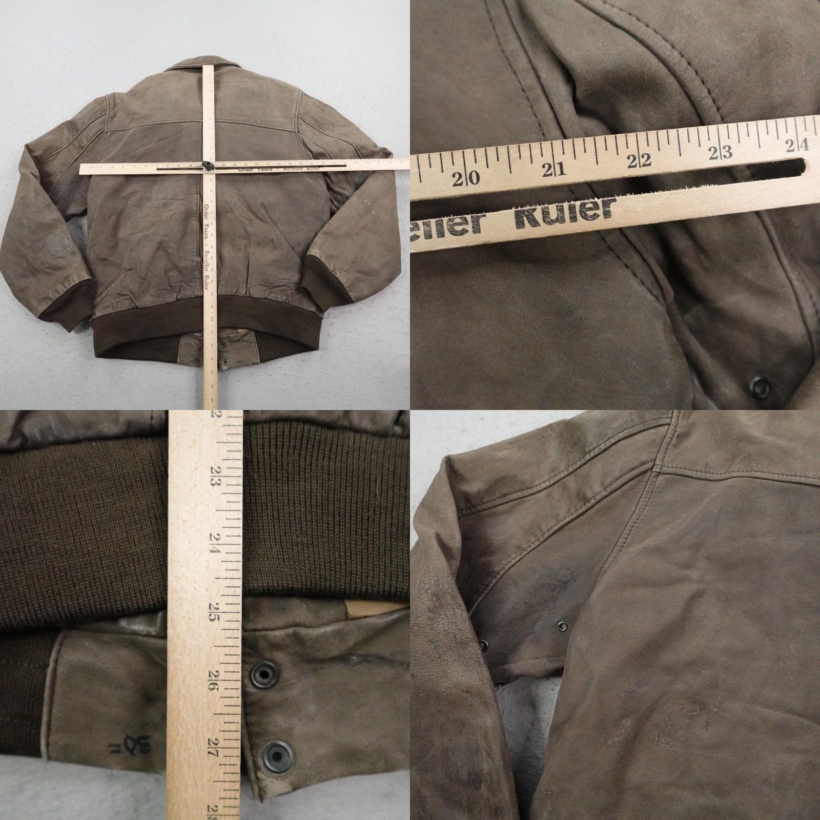 Vintage VINTAGE Hunt Club Jacket Mens 42R Tall Brown Leather Bomber Camo Lined Coat Size US XS / EU 42 / 0 - 8 Thumbnail