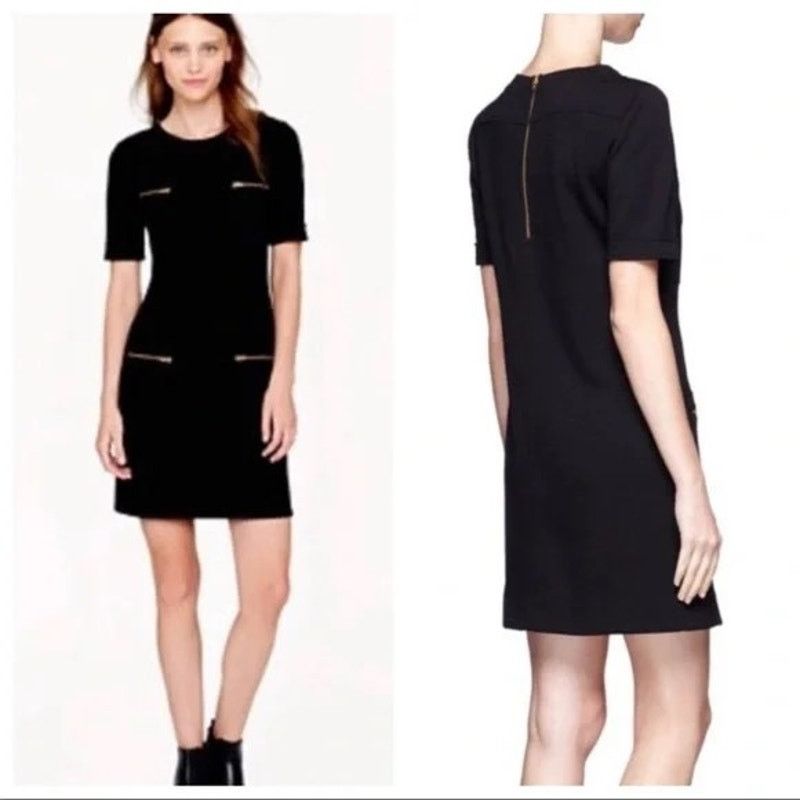 J.Crew J. Crew Shift Dress Gold Zipper Pockets Wool Blend 03344 S 0 Size XS / US 0-2 / IT 36-38 - 2 Thumbnail