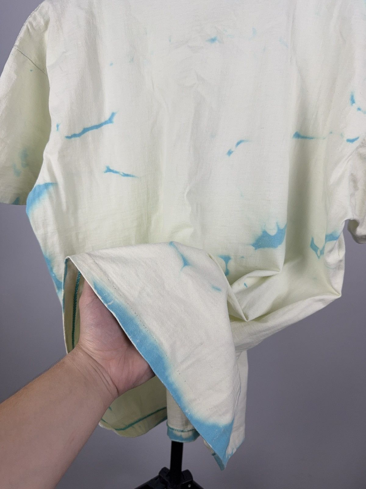 Vintage 90s Y2K Style Tee Bleach Dyed Mint Shirt YSL-Inspired Logo Size US M / EU 48-50 / 2 - 10 Thumbnail