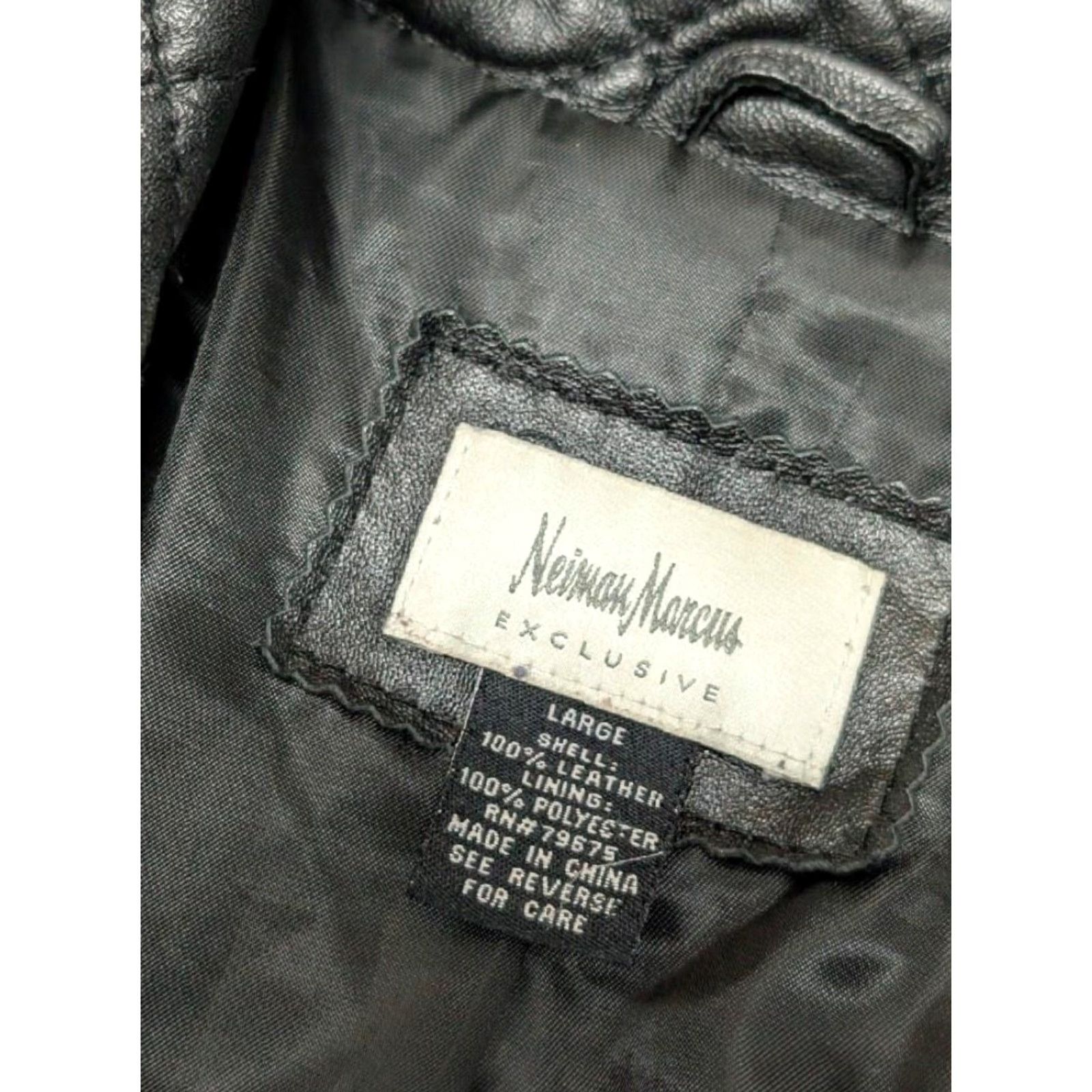 Neiman Marcus VINTAGE Neiman Marcus leather coat Overcoat quilted diamond black L Womens COAT Size L / US 10 / IT 46 - 5 Thumbnail
