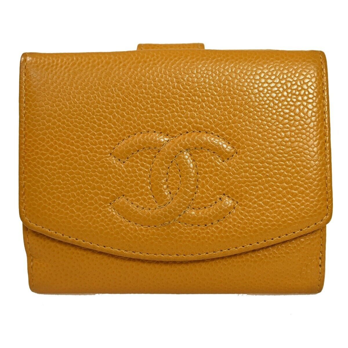image of Chanel Coco Mark Wallet in Yellow, Women's