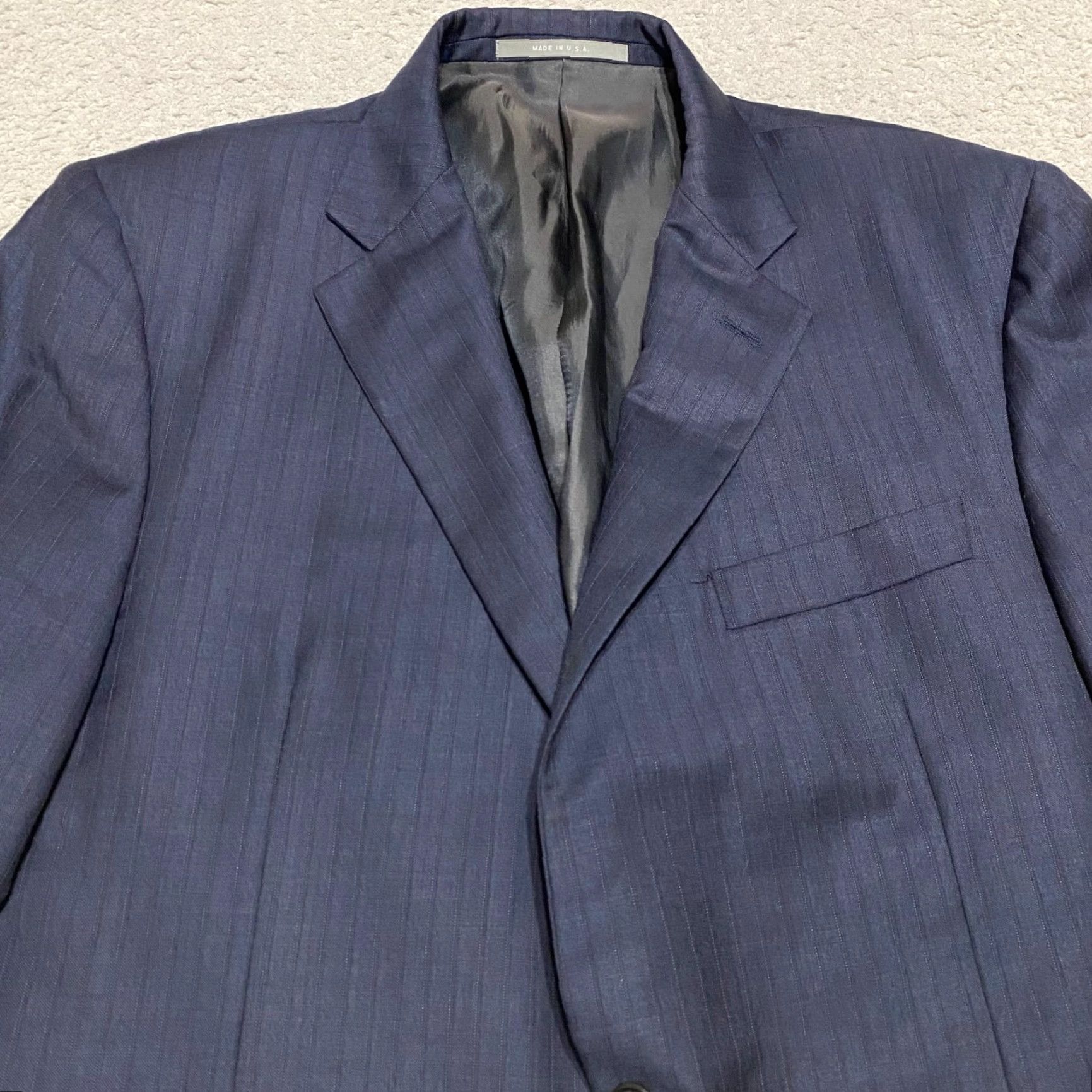 Loro Piana Hickey Freeman Blazer Mens 42 Wool Striped 2 Button Super 150s Loro Piana Blue Jacket Front Style Single-Breasted Chest 44" Adult Mens Debris? Size 42R - 6 Thumbnail
