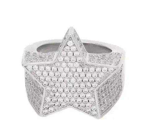 Japanese Brand × Jewelry Hiphop Silver Color Rhinestones Zircon Star Ring (size 6-13) Size ONE SIZE - 2 Thumbnail