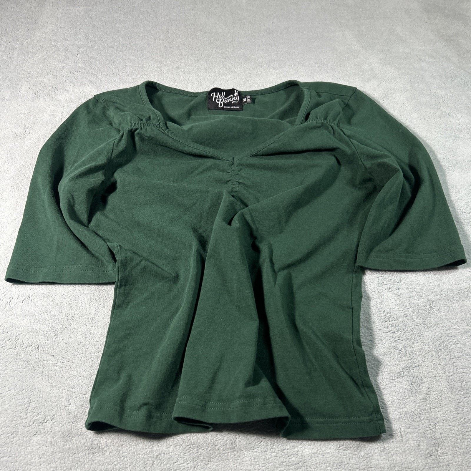 Psycho Bunny Gothic V Neck Blouse Top Medium Hell Bunny Emo Cute Shirt Size M / US 6-8 / IT 42-44 - 2 Thumbnail