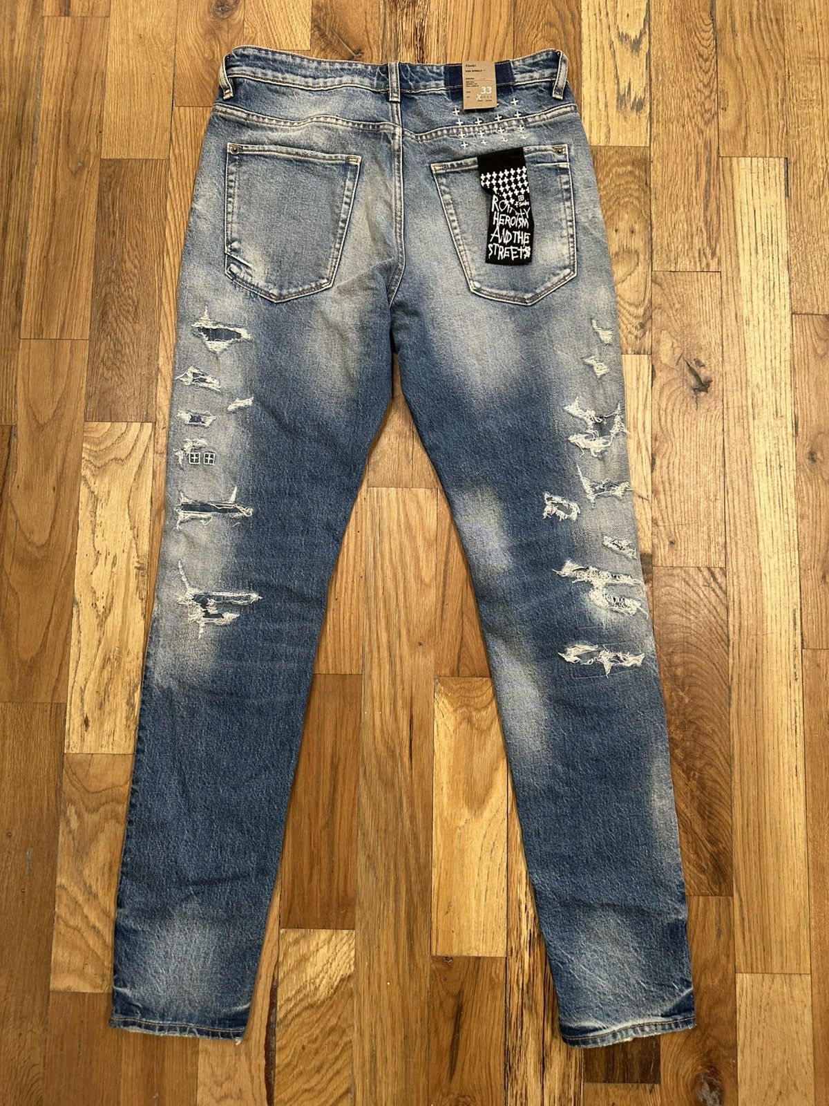 Ksubi Ksubi Patched Distressed Blue Denim Jeans Size 33 Size US 33 - 2 Thumbnail