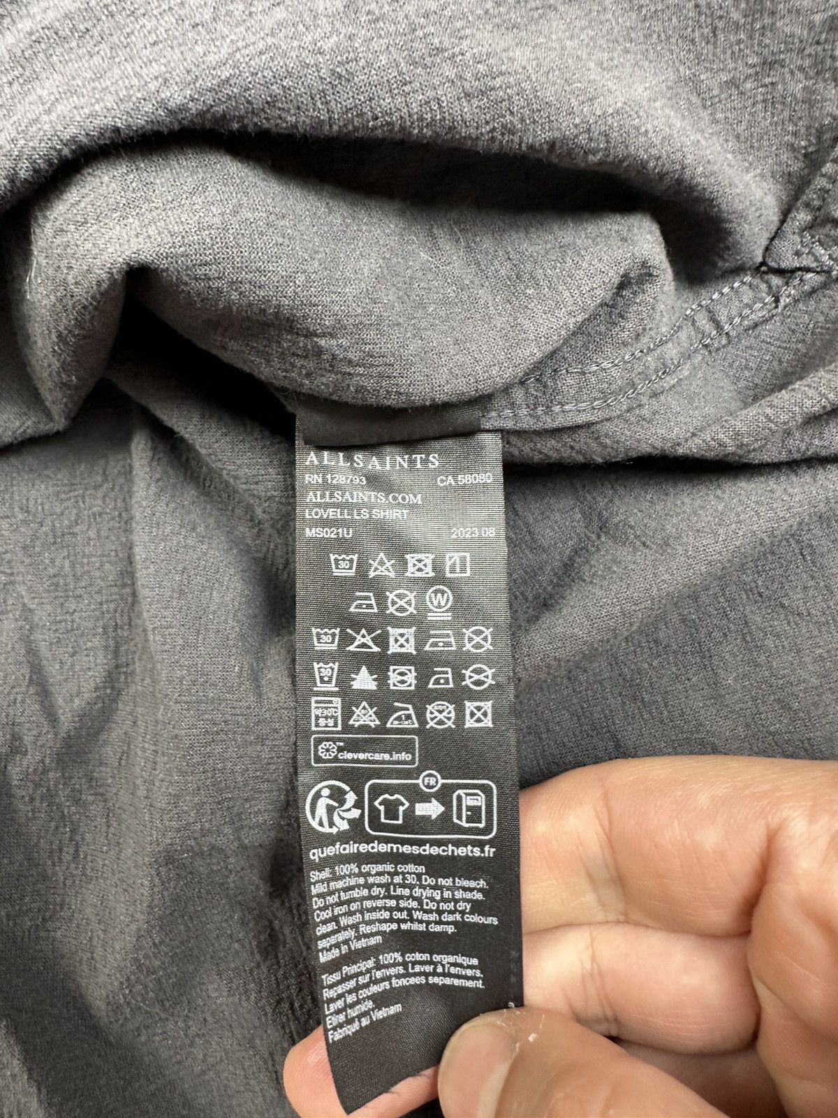 Allsaints Allsaints Cotton Grey Button Down Shirt Large Size US L / EU 52-54 / 3 - 5 Thumbnail