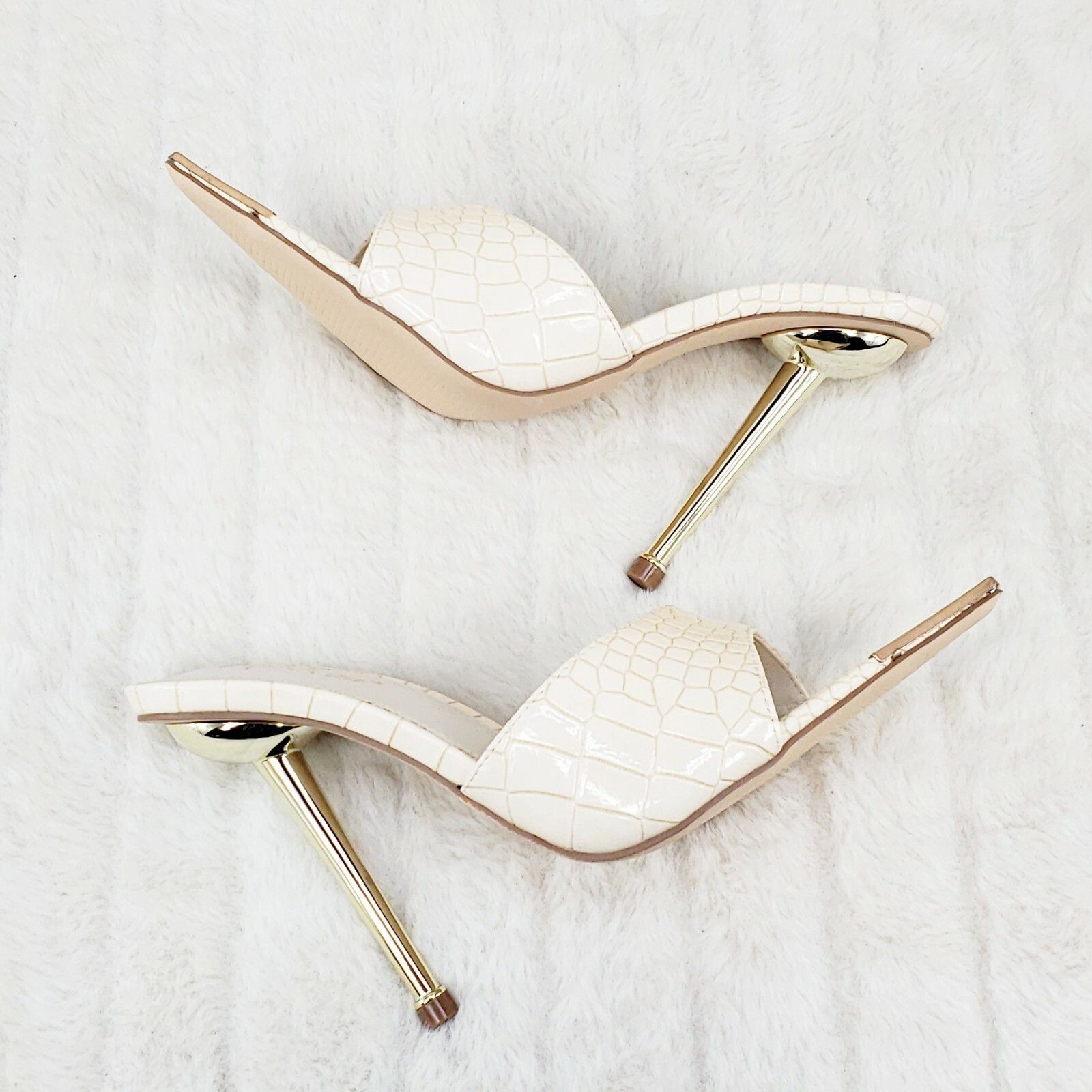 Other Venus Nude Slim High Heel Pointy Toe Slip On Sandals Slides Size US 10 / IT 40 - 4 Thumbnail