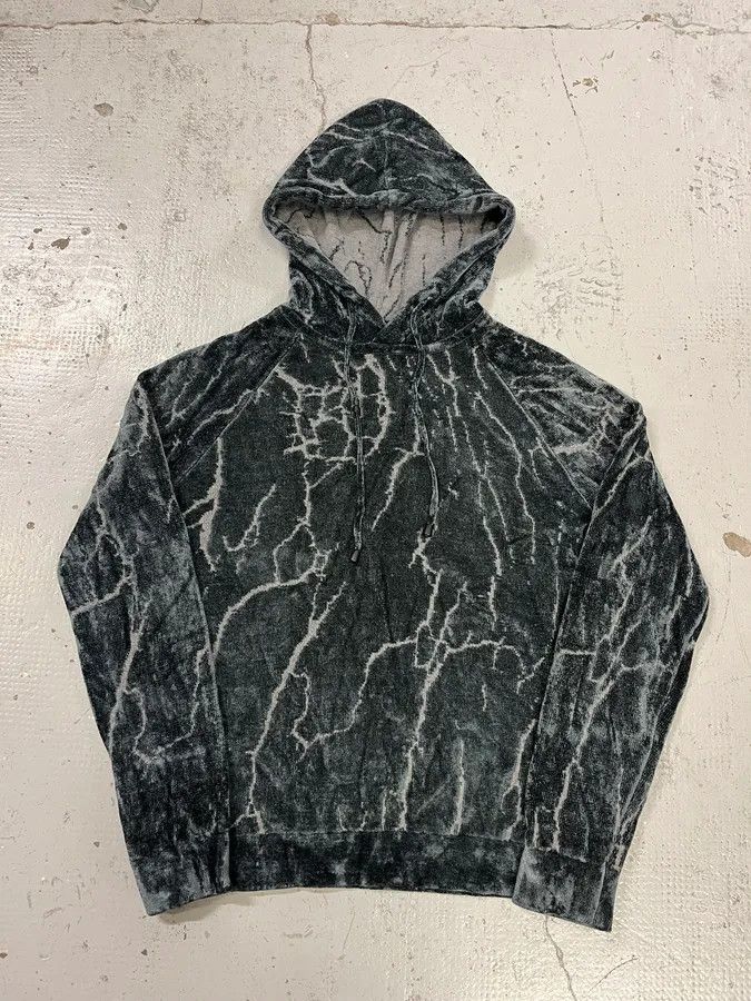 Emporio Armani 2010s Emporio Armani Lightning Crack Grey Velvet Hoodie Size US S / EU 44-46 / 1 - 4 Thumbnail
