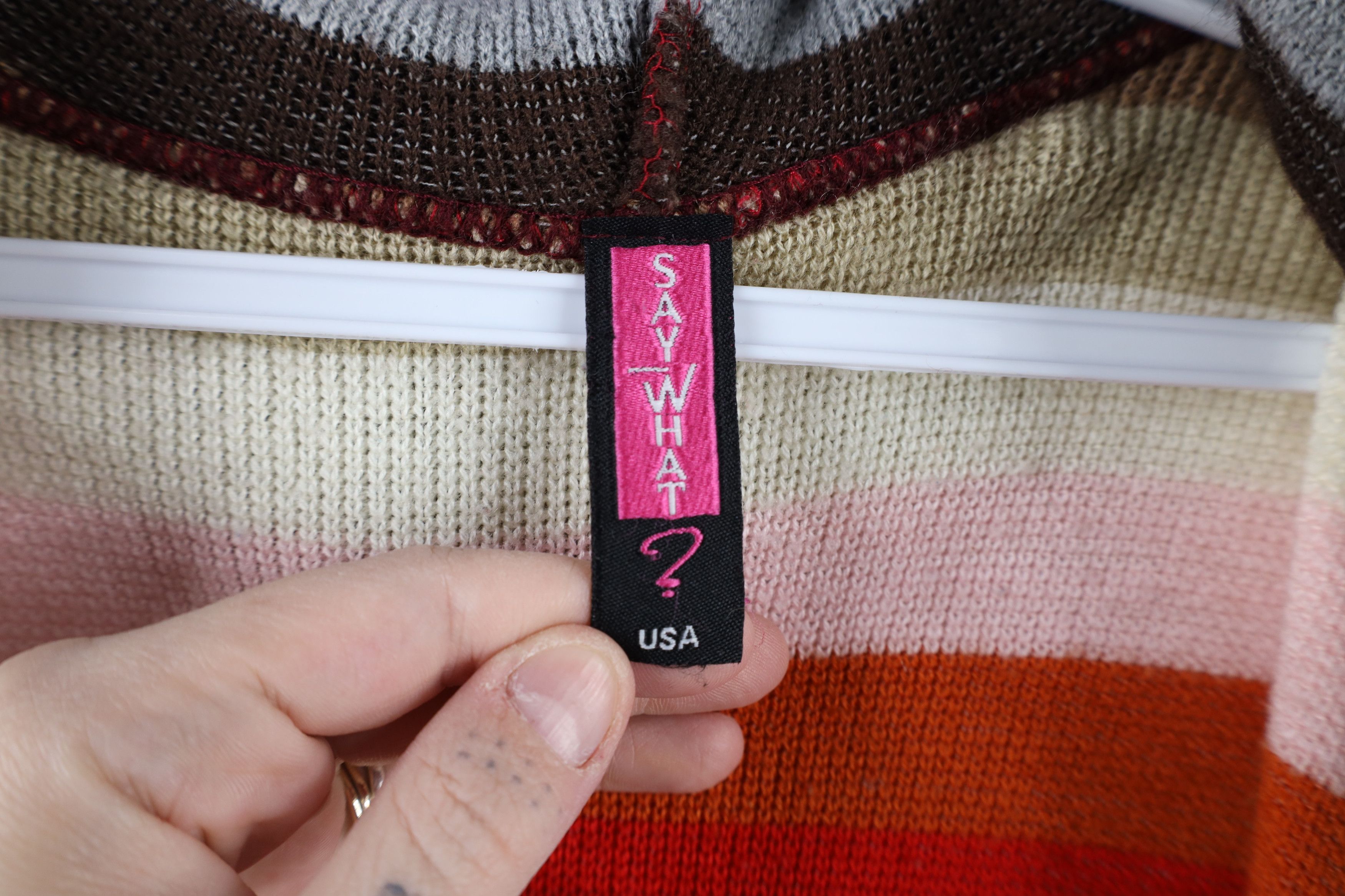 Vintage Vintage 90s Y2K Babydoll Striped Hooded Knit Sweater USA Size S / US 4 / IT 40 - 4 Thumbnail