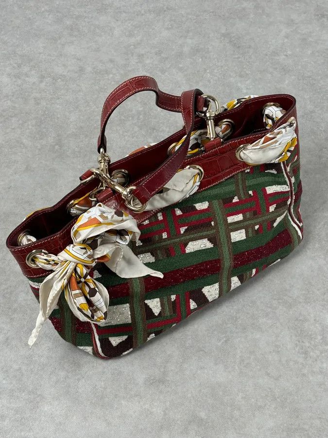 Gucci Gucci Burgundy Embroidered Beaded Canvas 85th Anniversary Positano Tote Bag Size ONE SIZE - 3 Thumbnail