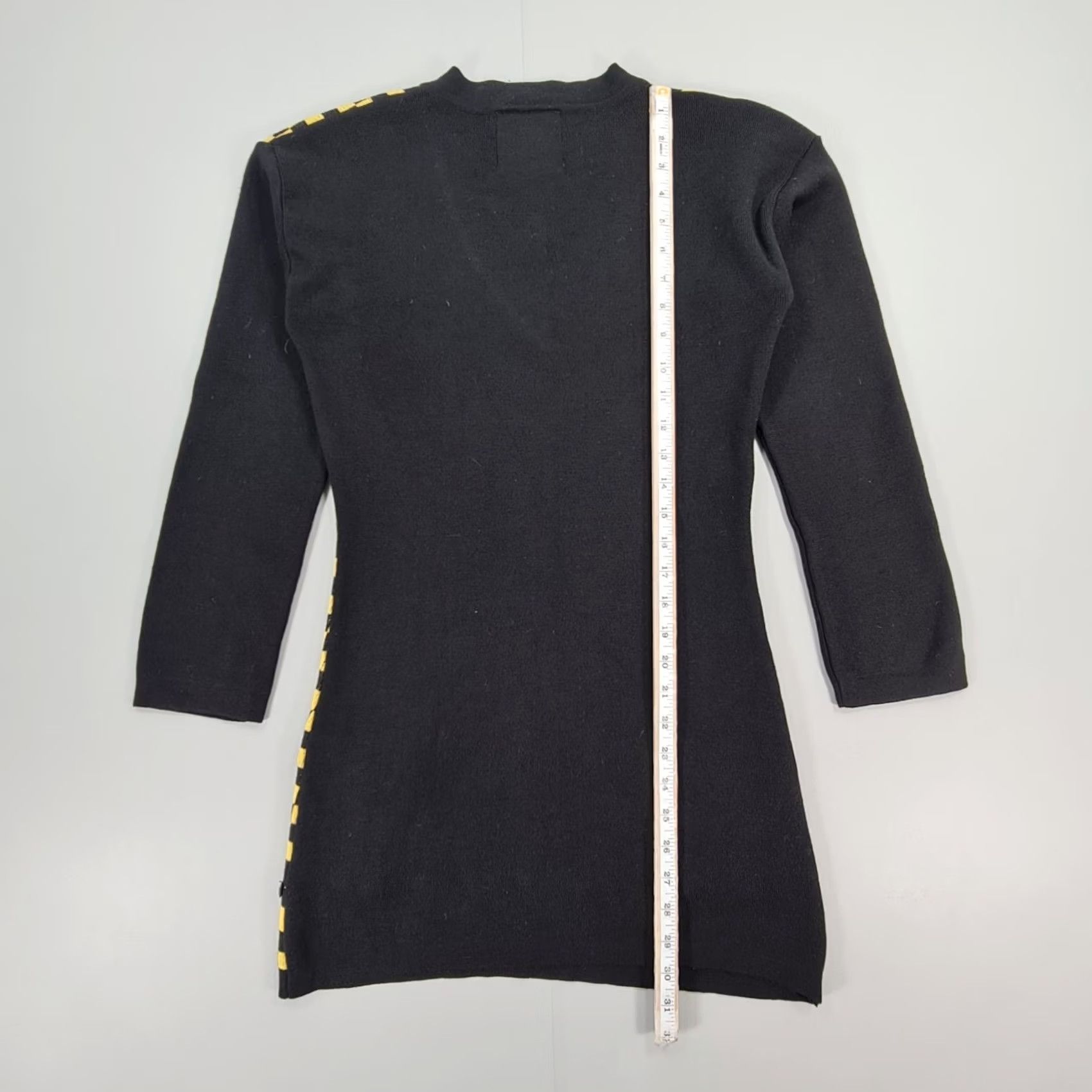 Vintage Cento By Iceberg Dress Womens Black Yellow Checkboard Knitted Mini Long Sleeve V-Neck Pullover Pockets Casual 46 XS? Size L / US 10 / IT 46 - 7 Thumbnail