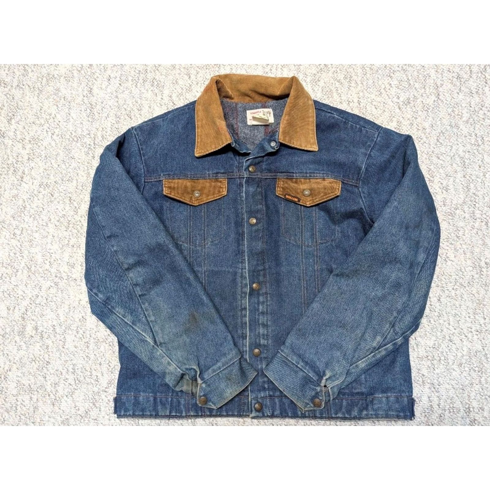 Carhartt VINTAGE Saddle King Denim Jacket 2XL Mens Blue Denim Cowboy Western blanket lined USA made Jacket 48L 2XL Mens Size US 39 - 3 Thumbnail