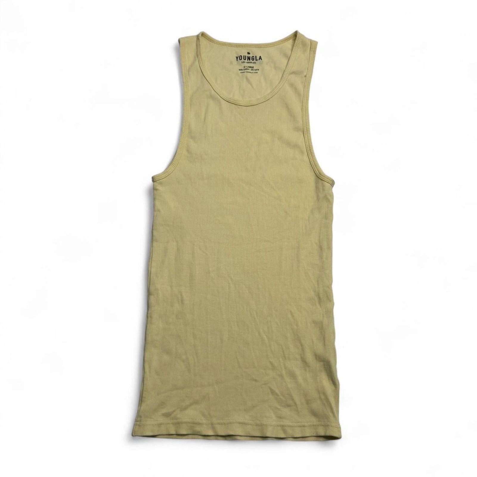 YoungLA YoungLA Yellow Ribbed Tank Top XL Fitted Gym Workout Basic Size US XL / EU 56 / 4 - 1 Thumbnail