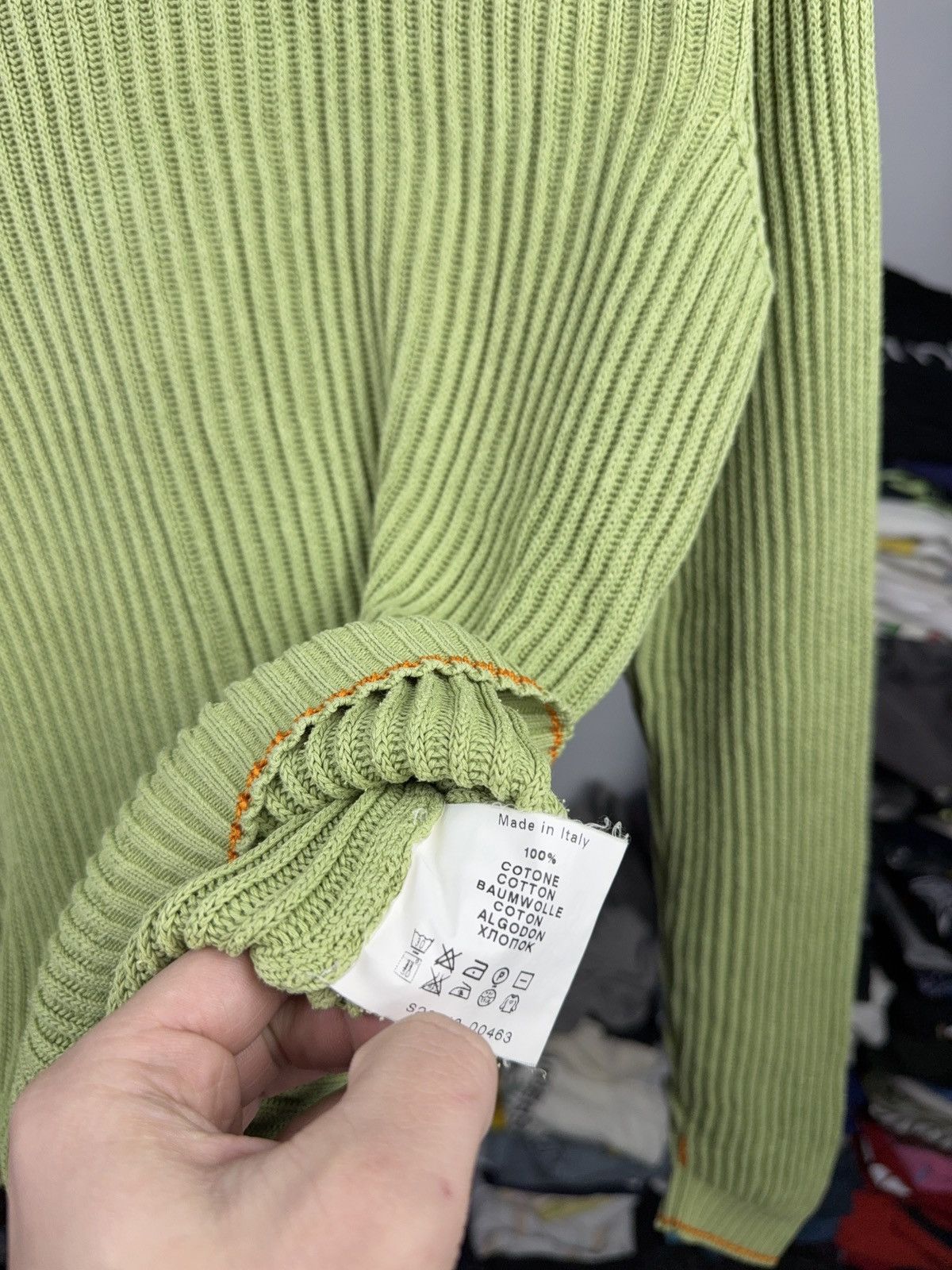 Hugo Boss Avant Garde 00s Hugo Boss Green Ribbed Knit Cotton Sweater Size US M / EU 48-50 / 2 - 8 Thumbnail