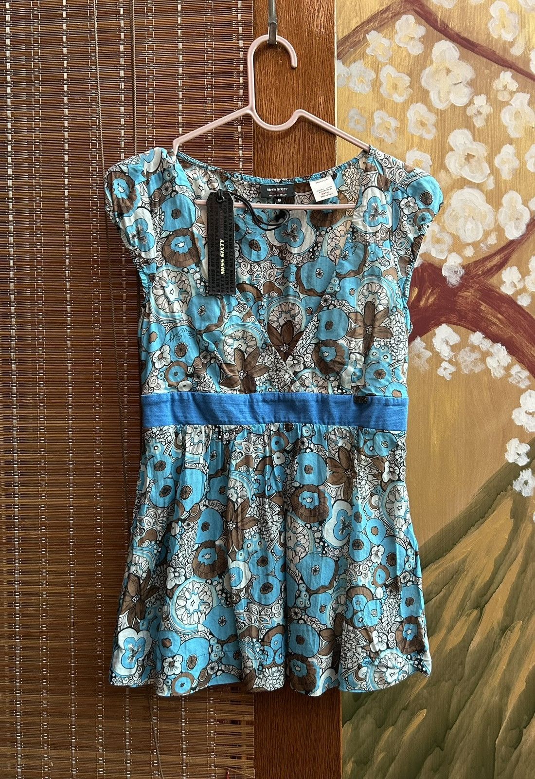 Miss Sixty Y2K Miss Sixty Floral Print Cotton Silk V-Neck Babydoll Top Size S / US 4 / IT 40 - 1 Thumbnail