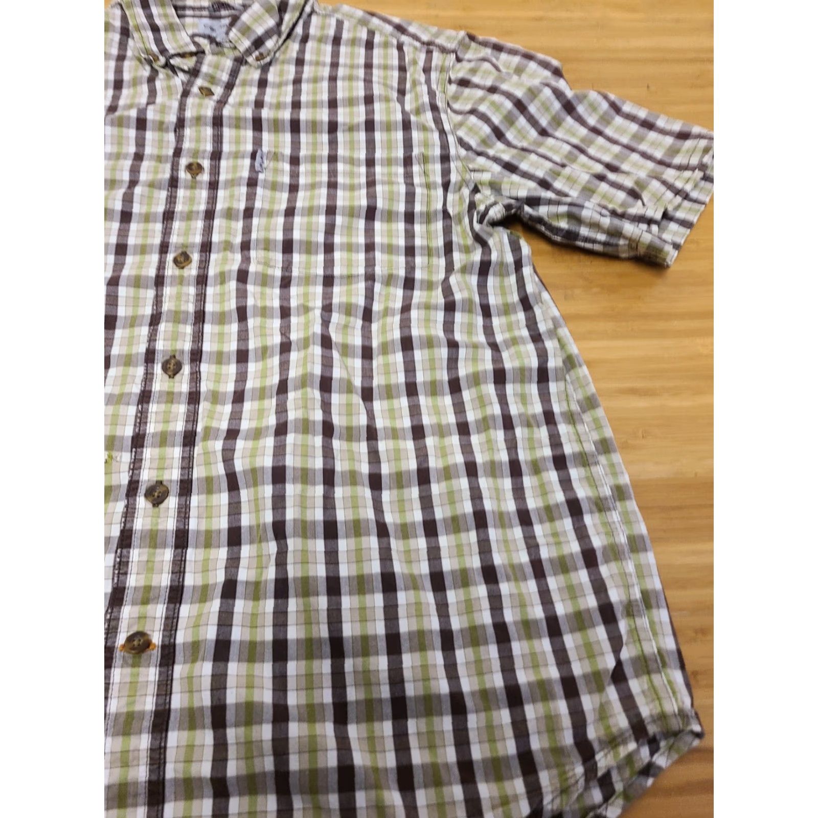 Carhartt Carhartt Shirt Men L Relaxed Button-Down Plaid Cotton Green White Short Sleeve Embroidered Logo USA Size US L / EU 52-54 / 3 - 2 Thumbnail