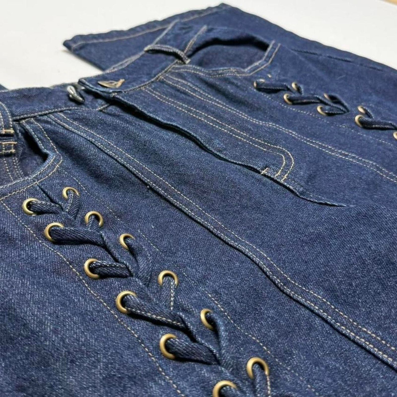 Other White Fox navy blue lace up wide leg jeans Size XS Size 26" / US 2 / IT 38 - 3 Thumbnail