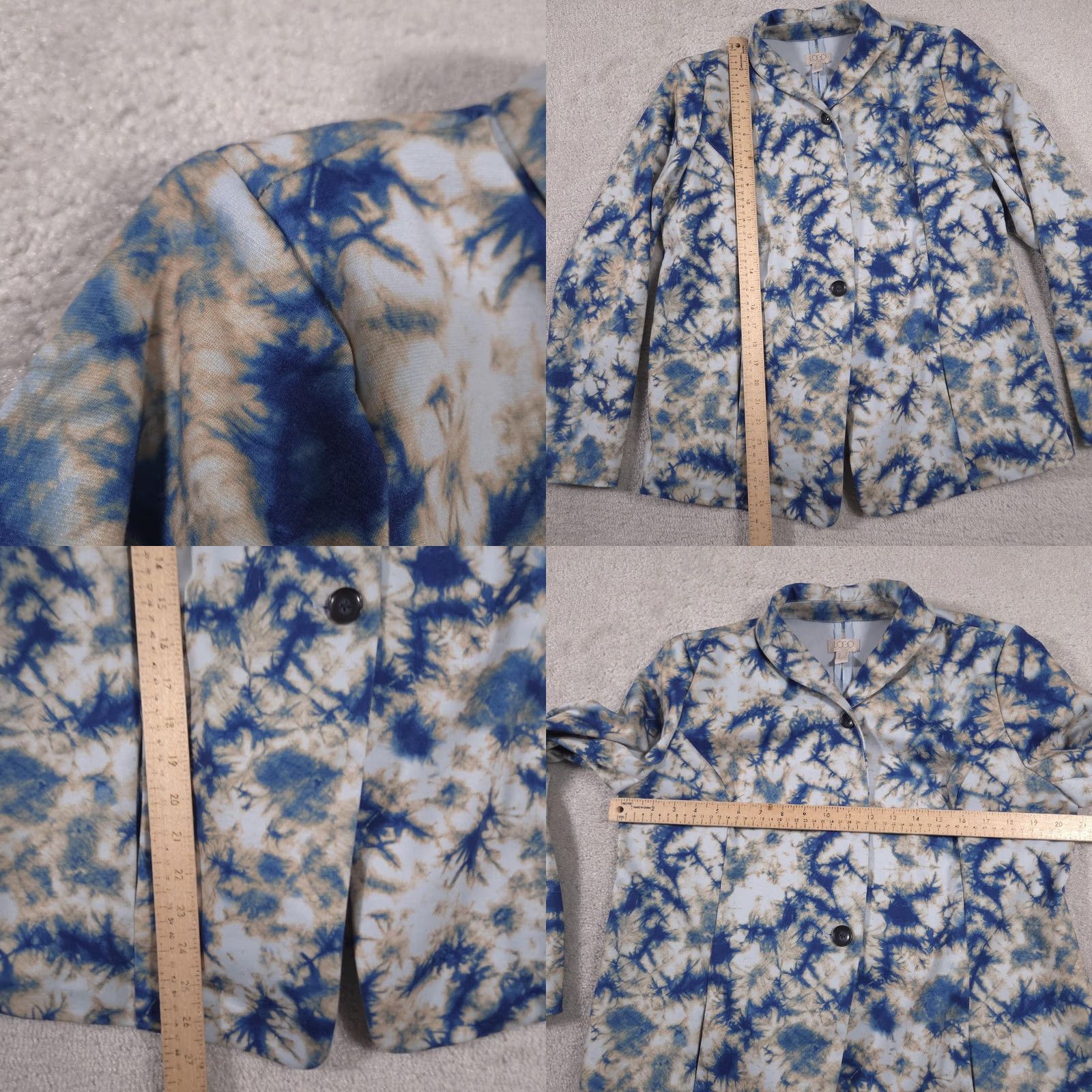 Vintage LOGO by Lori Goldstein Blazer Womens M Blue Beige Tie-Dye Stretch Knit Size M / US 6-8 / IT 42-44 - 8 Thumbnail