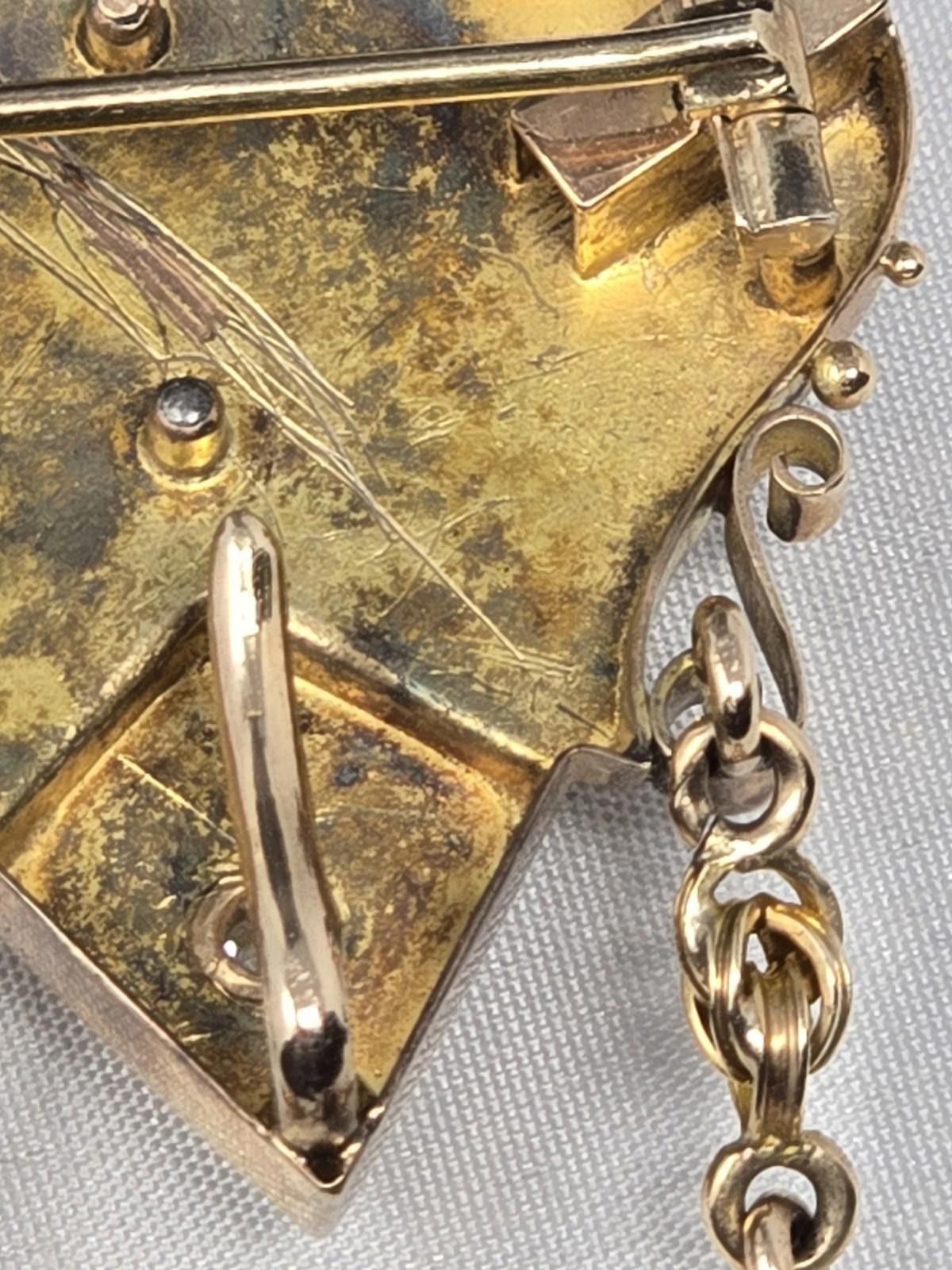 Antique Rivet Antique Victorian 14K Gold Diamond Tassel Brooch Pendant Size ONE SIZE - 7 Thumbnail
