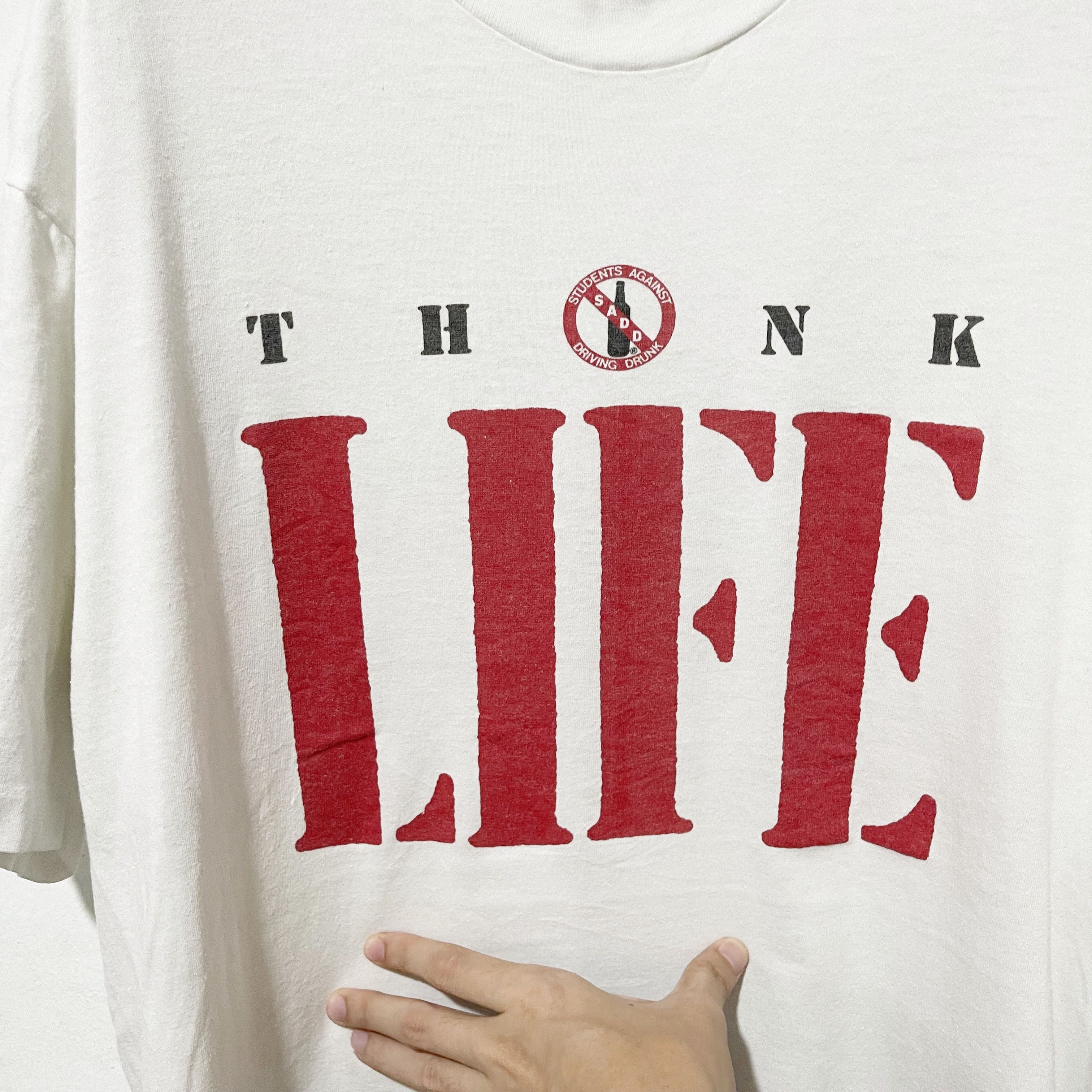 Vintage Vintage 90s Think Life T-Shirt Size US L / EU 52-54 / 3 - 2 Thumbnail