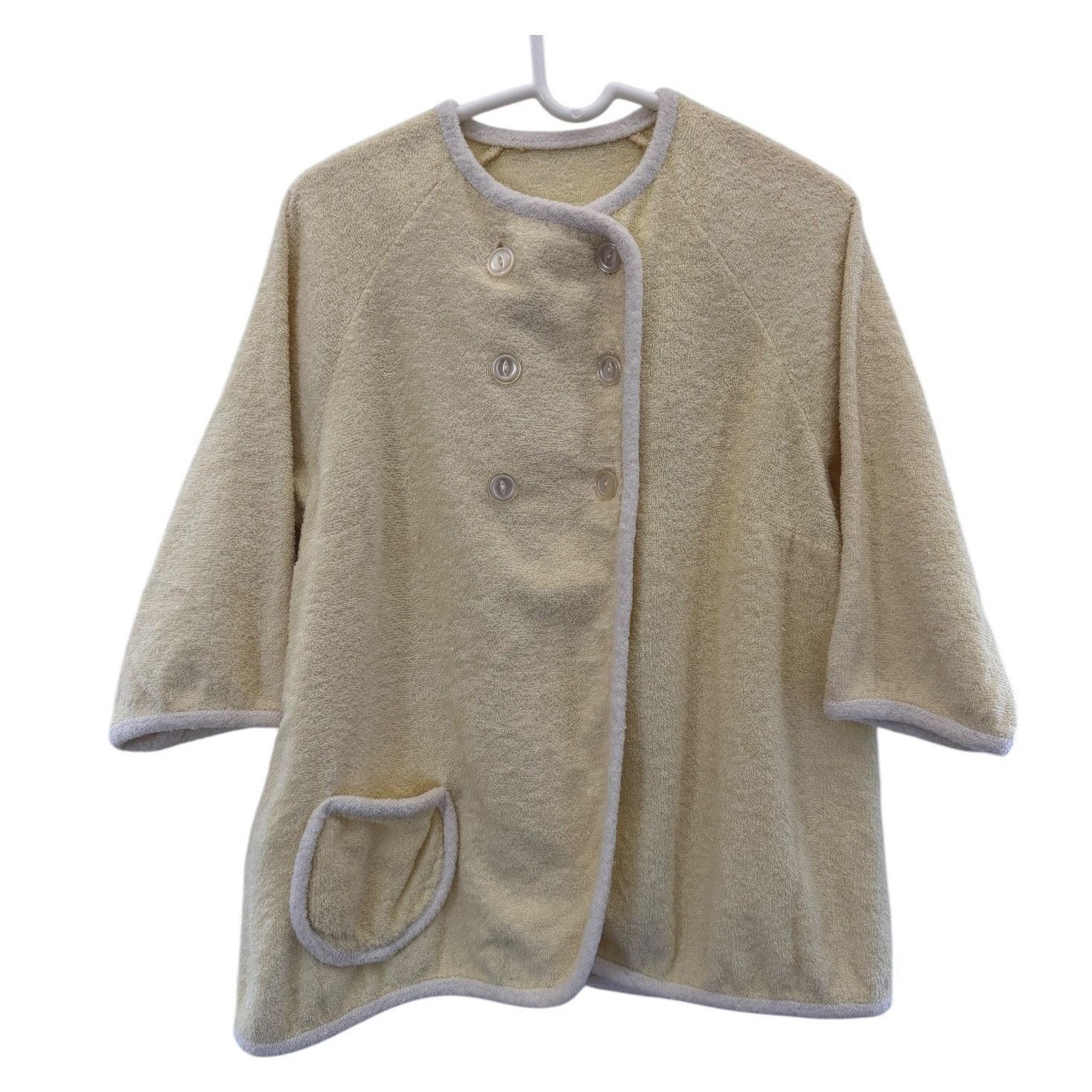 Vintage Vtg Terrycloth robe jacket double breasted beach pool yellow Size M / US 6-8 / IT 42-44 - 1 Thumbnail