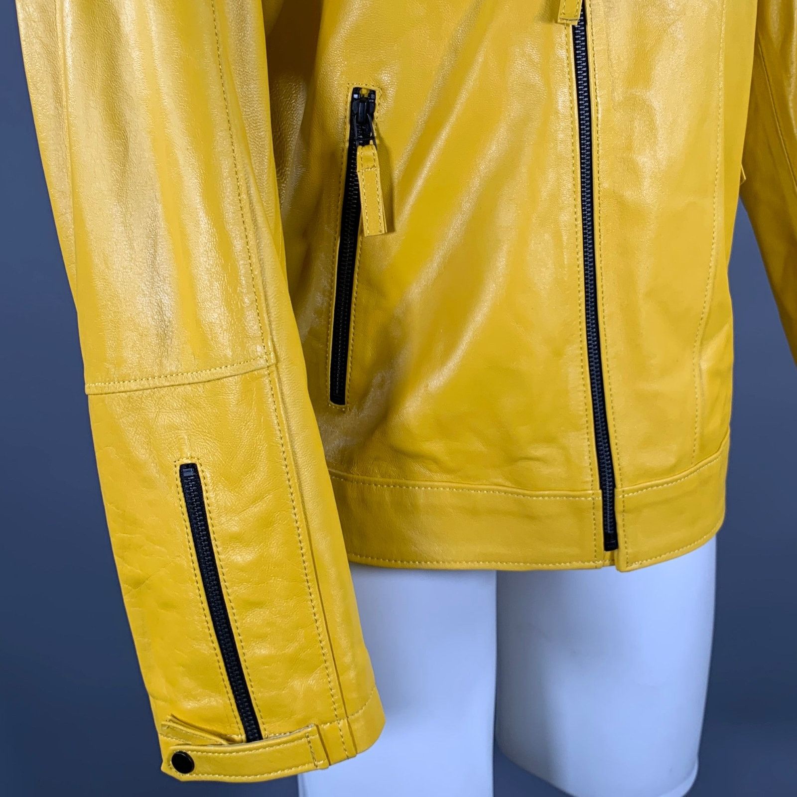 Other RON TOMSON Size 36 Yellow Leather Moto Racer Jacket Size US XXS / EU 40 - 5 Thumbnail