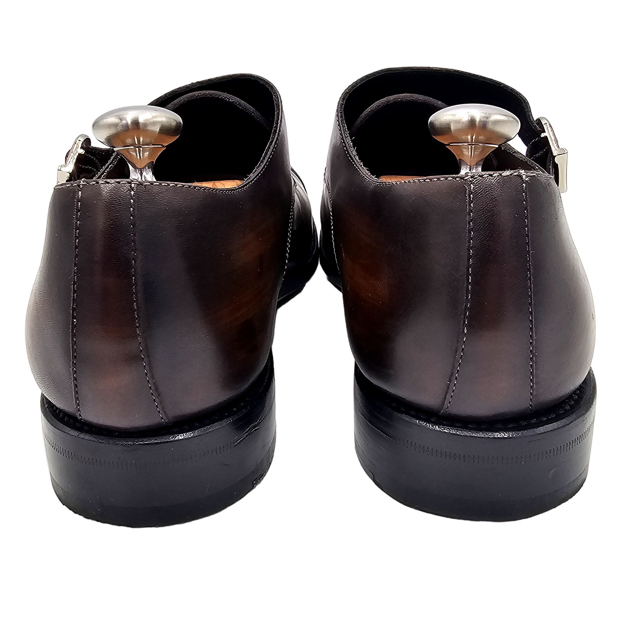 Other Chalk Mark Men's 8.5 Antique Patina Brown Dress Shoes Double Size US 8.5 / EU 41-42 - 6 Thumbnail