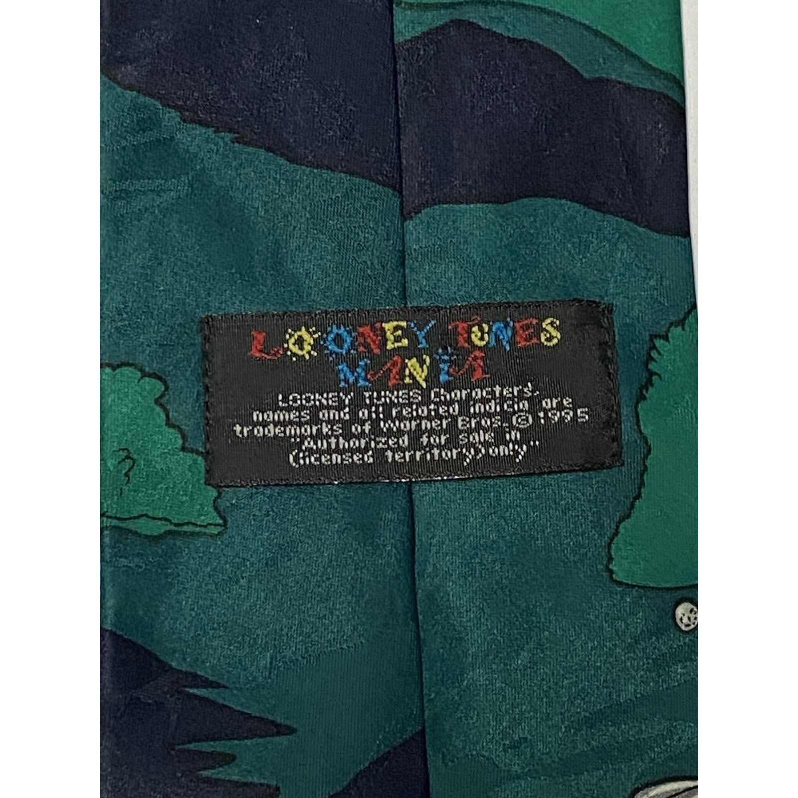 Other Vintage Looney Tunes Tie Men Green Taz Bugs Bunny Silk 90s Size ONE SIZE - 6 Thumbnail