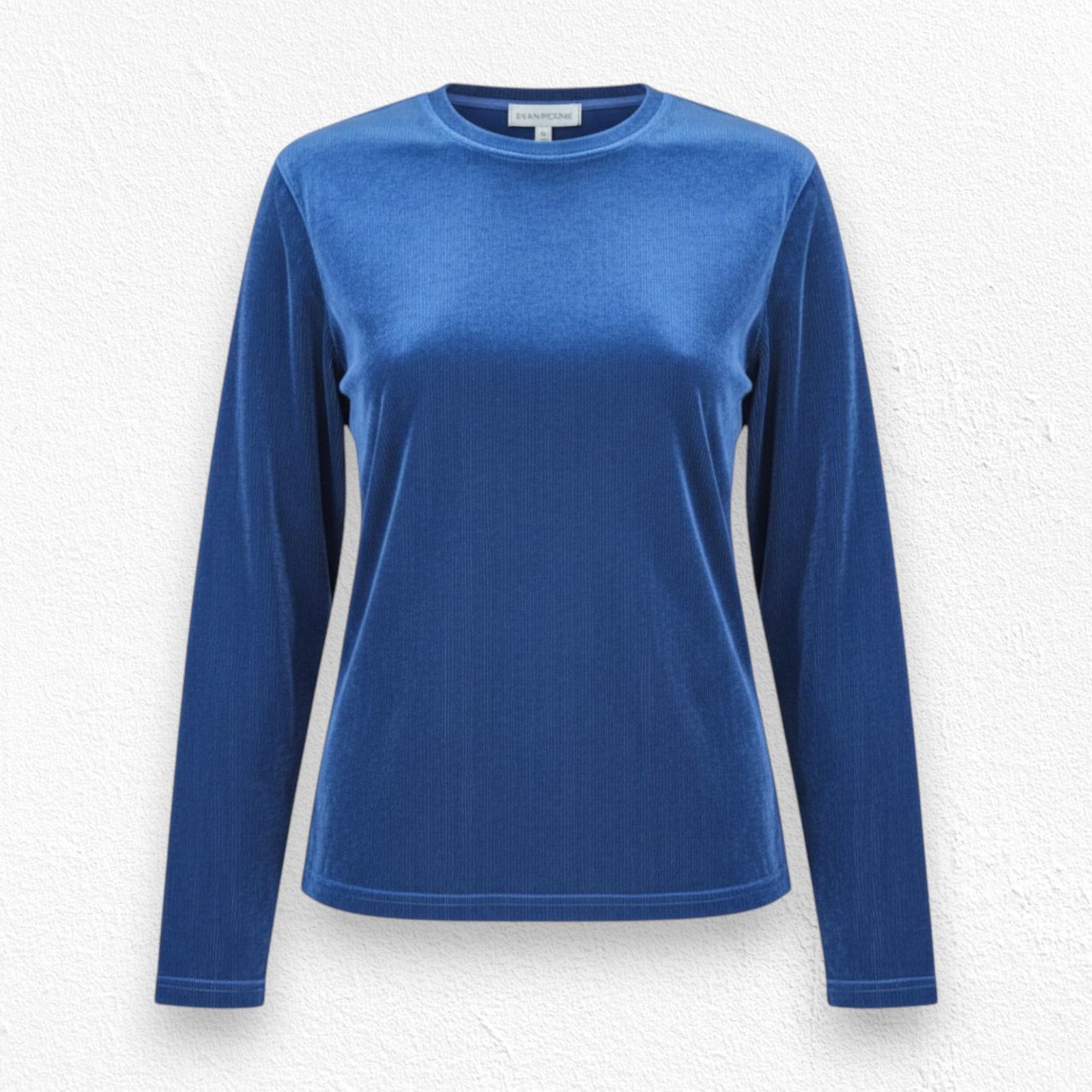Evan Picone 1990s Evan Picone Blue Ribbed Velvet Y2K Glam Top Size Large Size L / US 10 / IT 46 - 1 Thumbnail