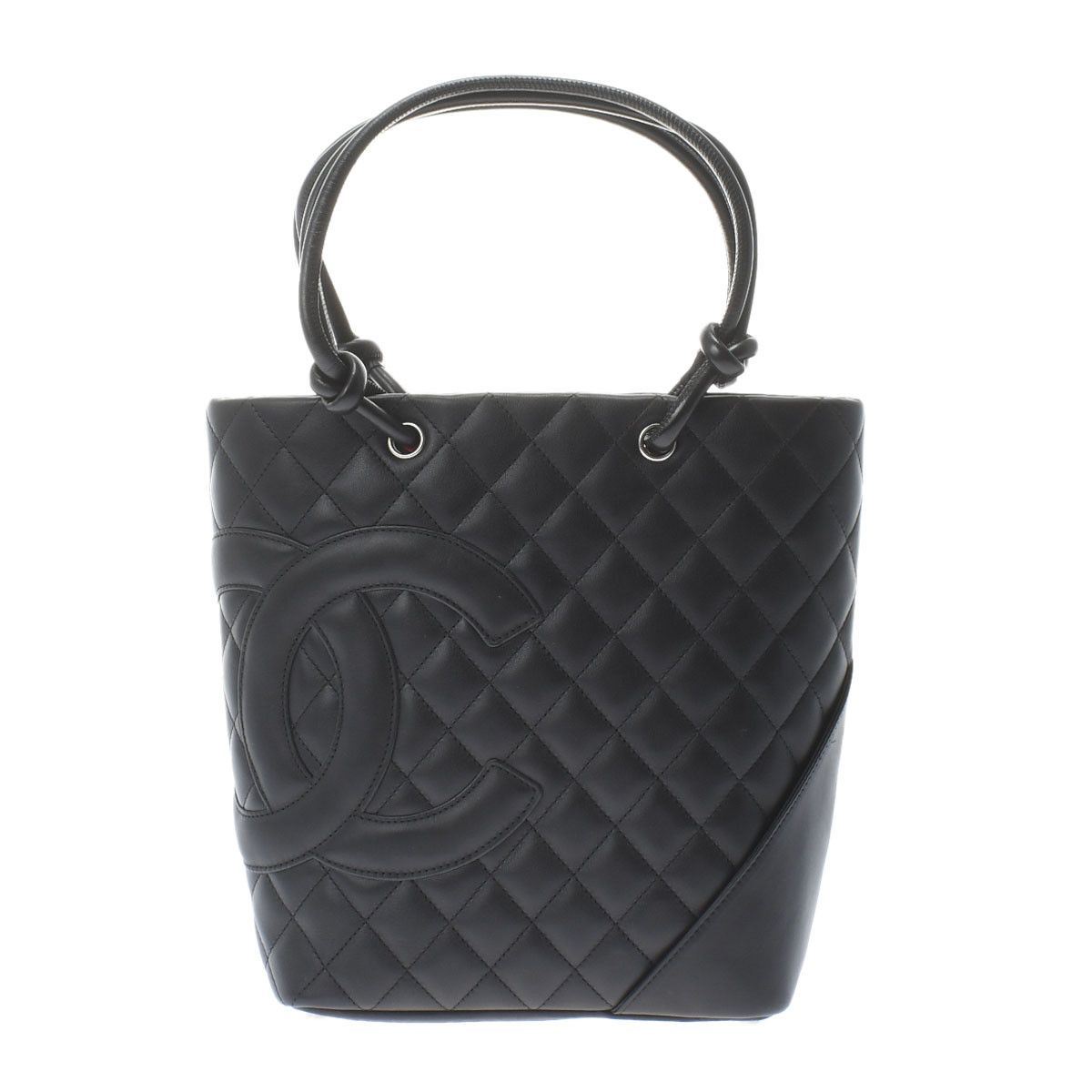 Chanel Cambon Line Medium Black/Silver Hardware Calfskin Tote Bag