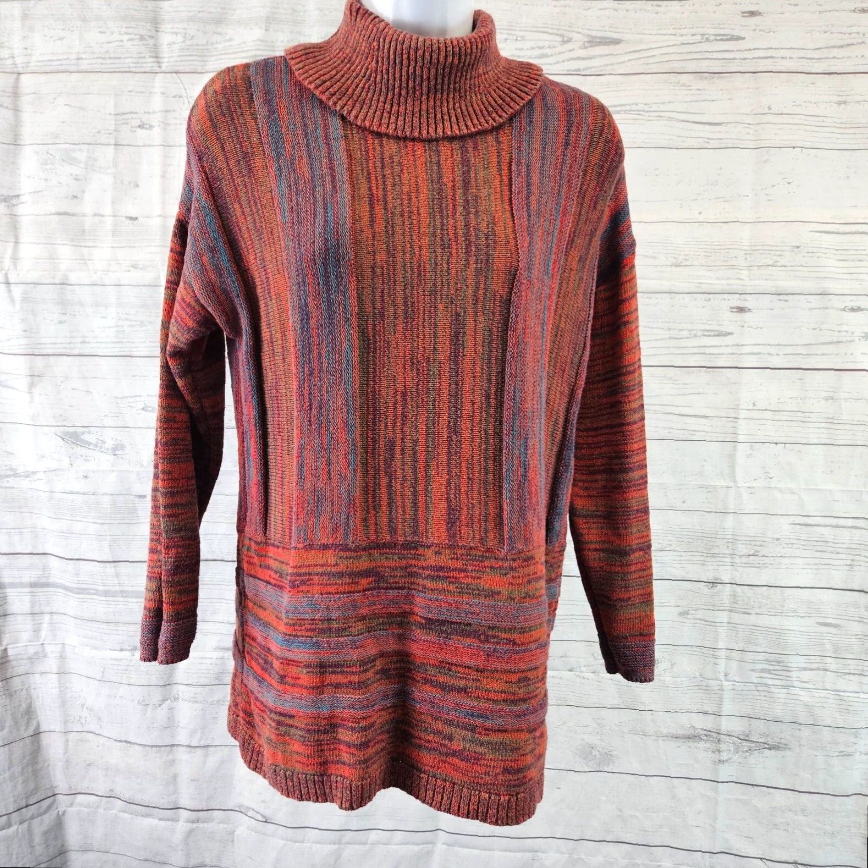 Soft Surroundings Soft Surroundings Womens Turtleneck Sweater Sz Small Red Blue Cotton Size S / US 4 / IT 40 - 2 Thumbnail