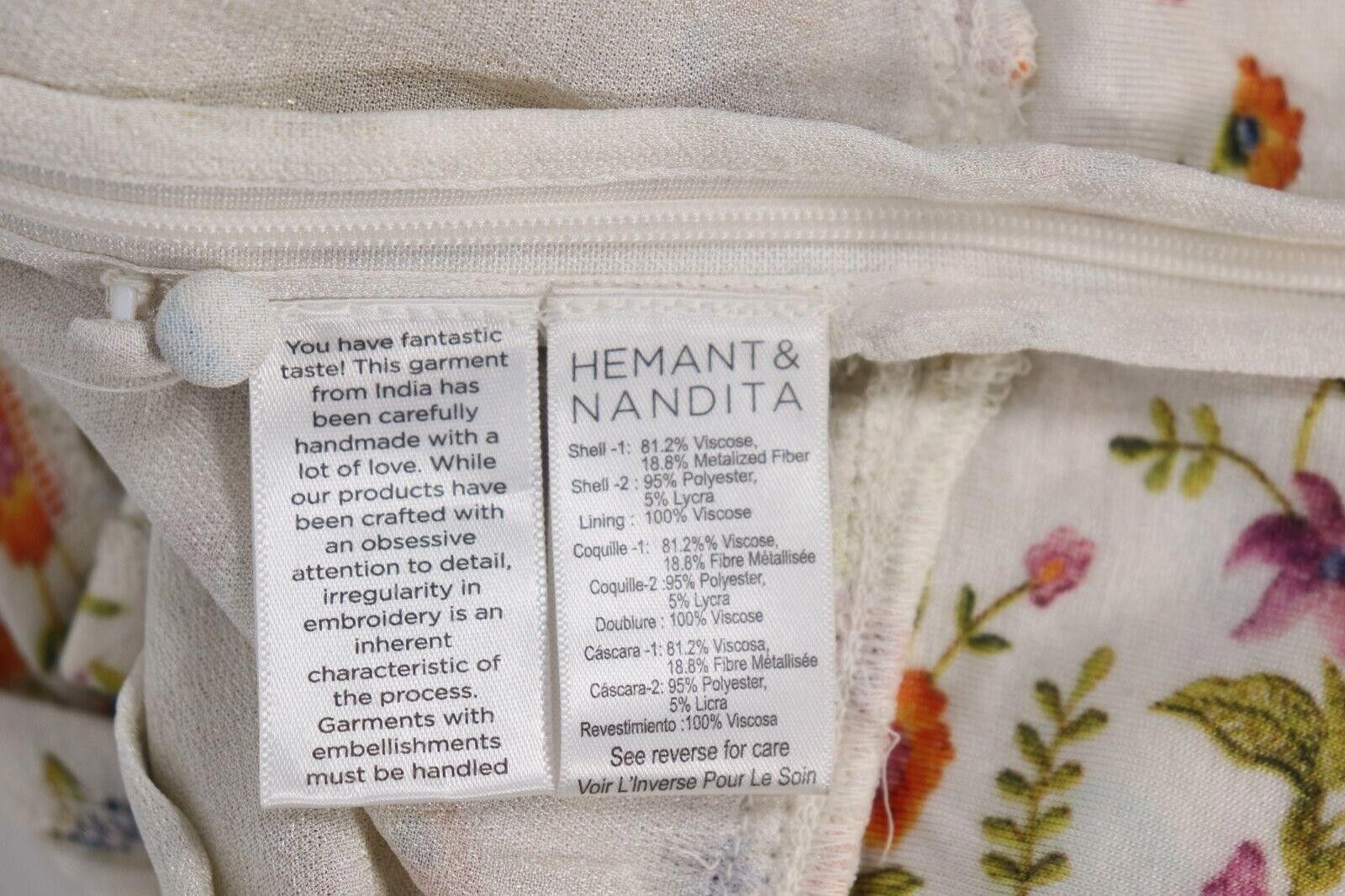 Designer Hemant & Nandita Women Medium Ivory Pied Floral Bodysuit NWT Size M / US 6-8 / IT 42-44 - 8 Thumbnail