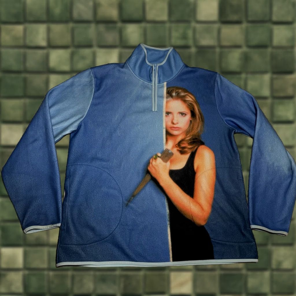 Vintage Dumbgood Buffy Fleece Vampire Slayer Large Sq Zip Blue Sweater Size US L / EU 52-54 / 3 - 1 Thumbnail