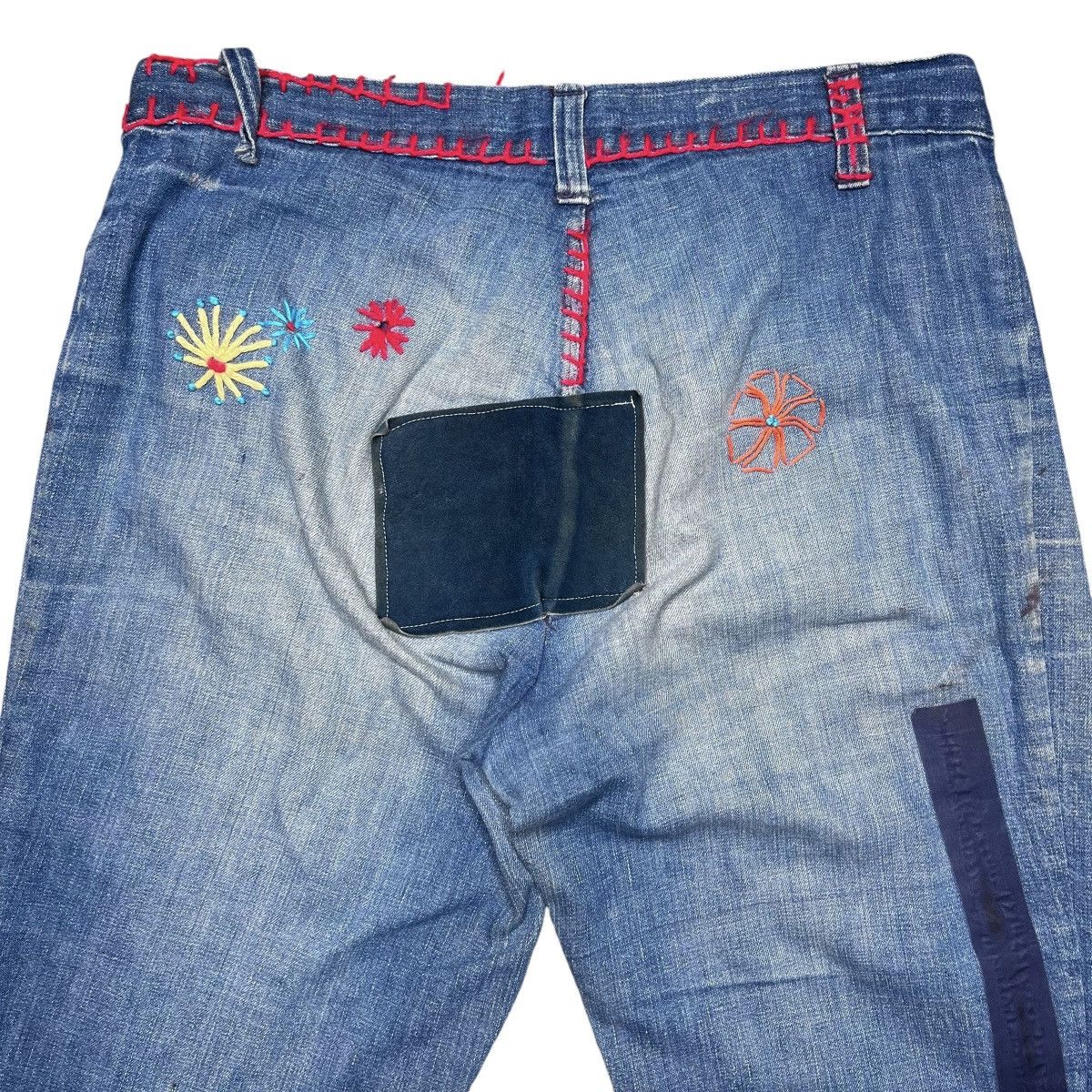 Vintage Vintage 1970s Denim Custom Hippie Bellbottom Flare Jeans Size 31" - 9 Thumbnail