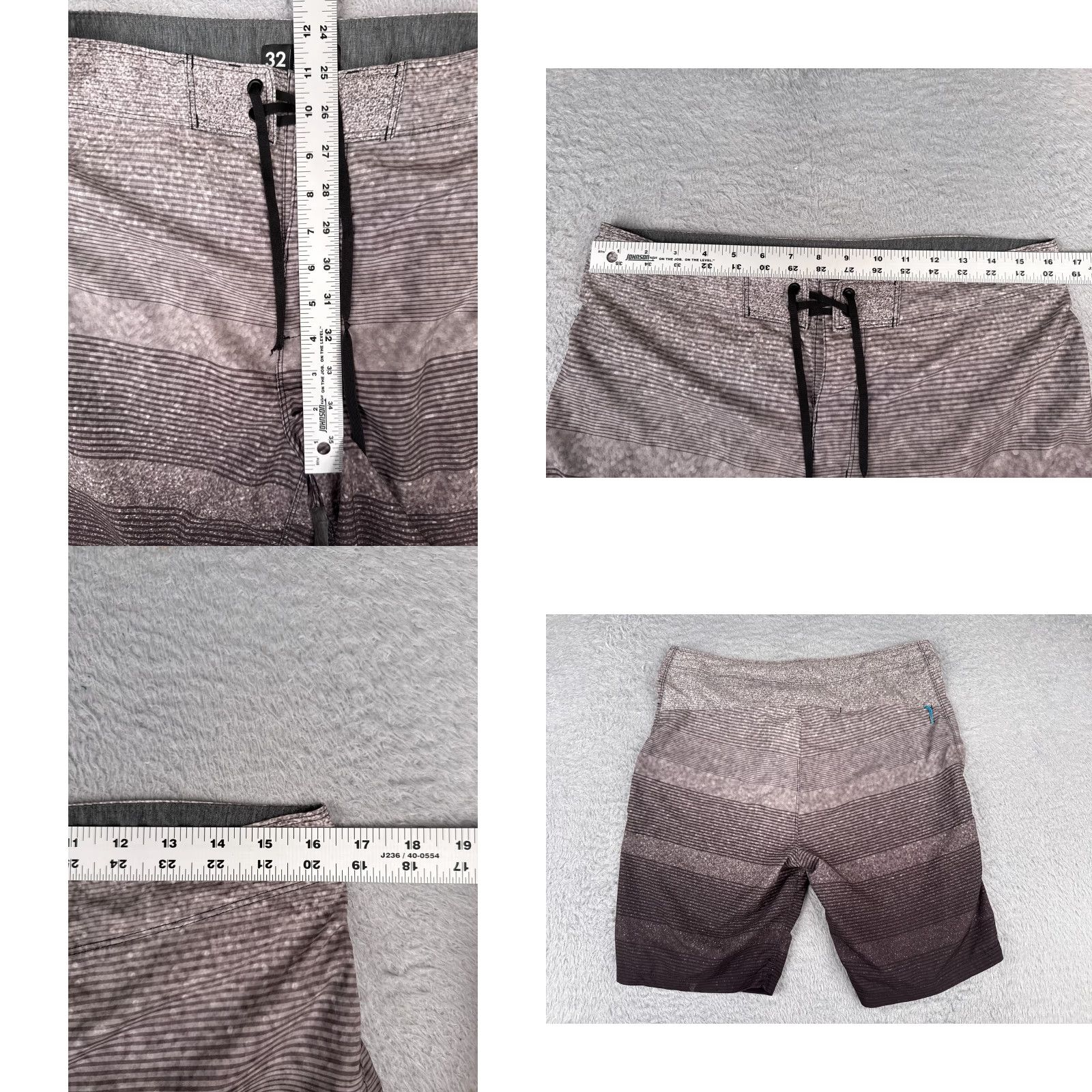 Hurley Hurley Swim Trunks Mens 32 Gray Stripe Board Shorts Beach Surf Skate 32x9 Size US 32 / EU 48 - 8 Thumbnail