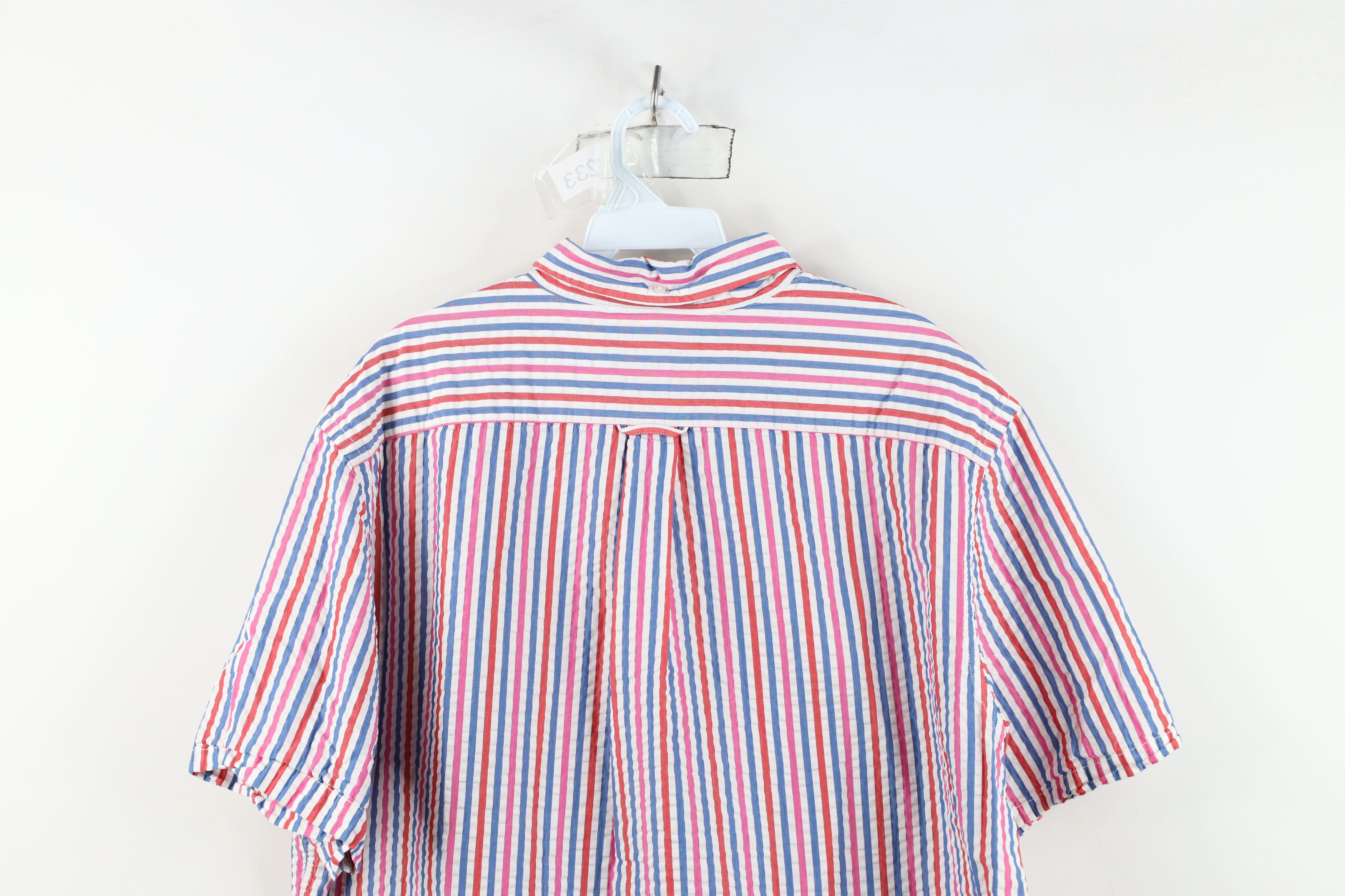 Lands' End Vintage Lands End Seer Sucker Short Sleeve Button Down Shirt Size US L / EU 52-54 / 3 - 11 Thumbnail