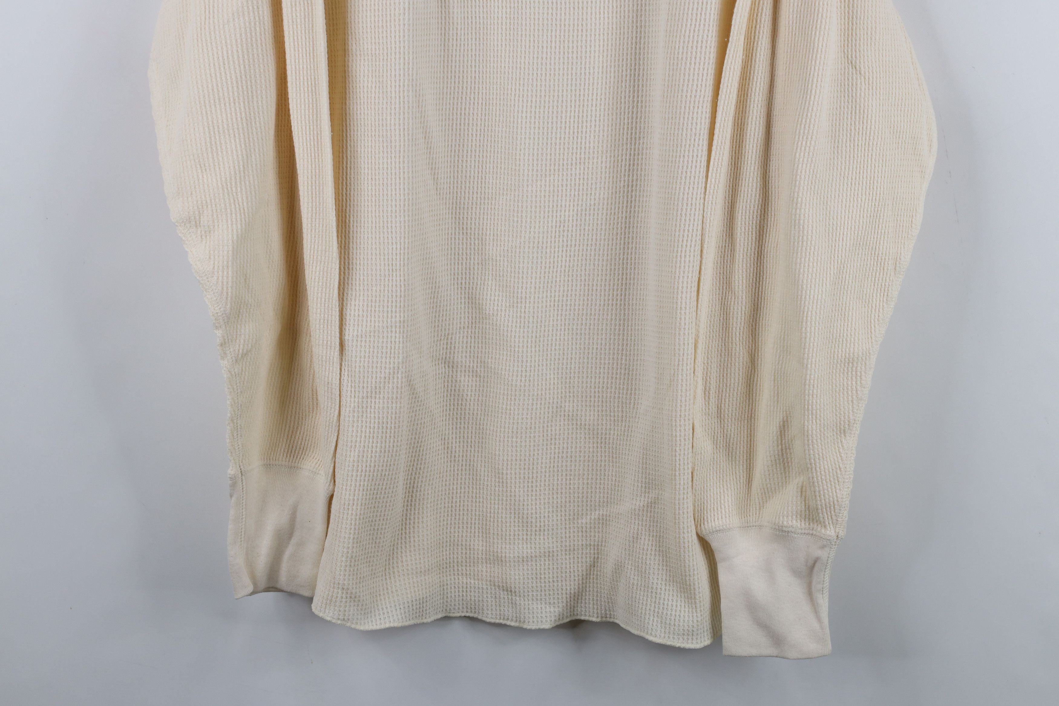 Vintage Vintage 90s Streetwear Waffle Knit Long Sleeve T-Shirt Beige Size US XL / EU 56 / 4 - 3 Thumbnail