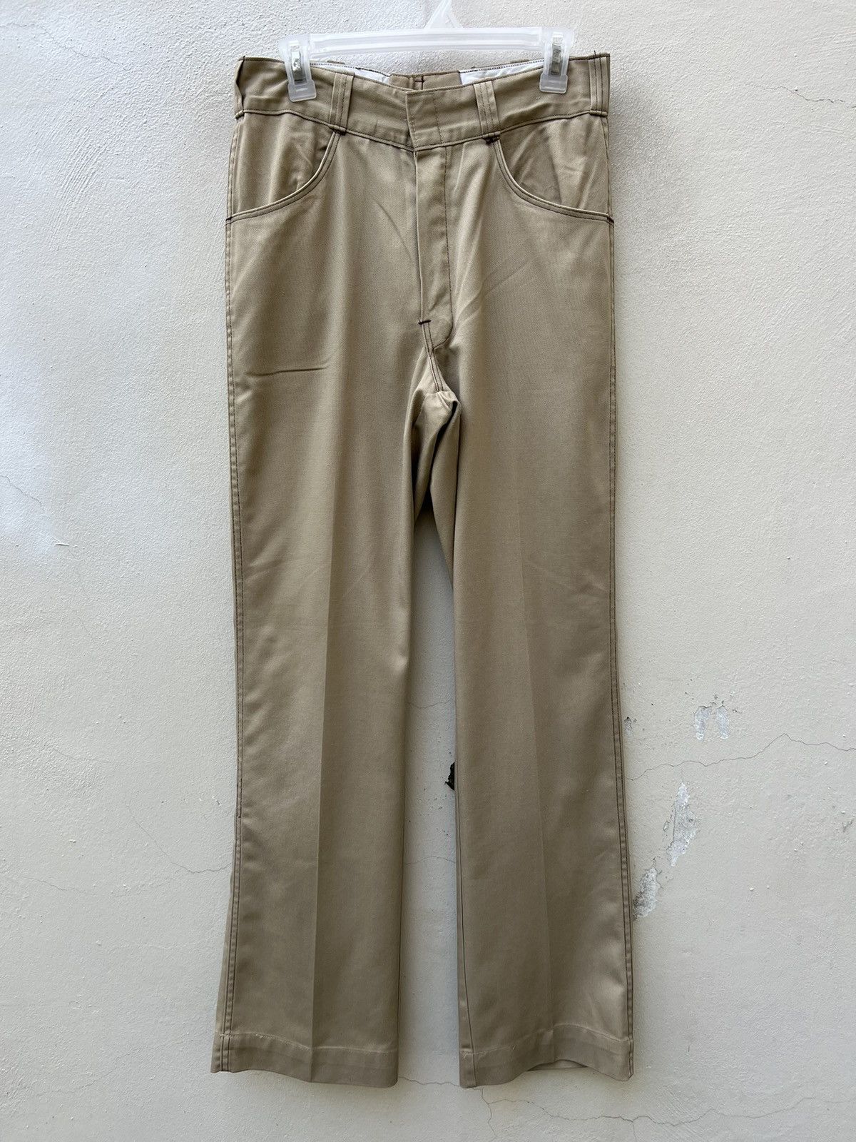 Dickies Vintage 70s TALON Zipper Dickies Flare Khaki Trouser Pant Size US 30 / EU 46 - 6 Thumbnail