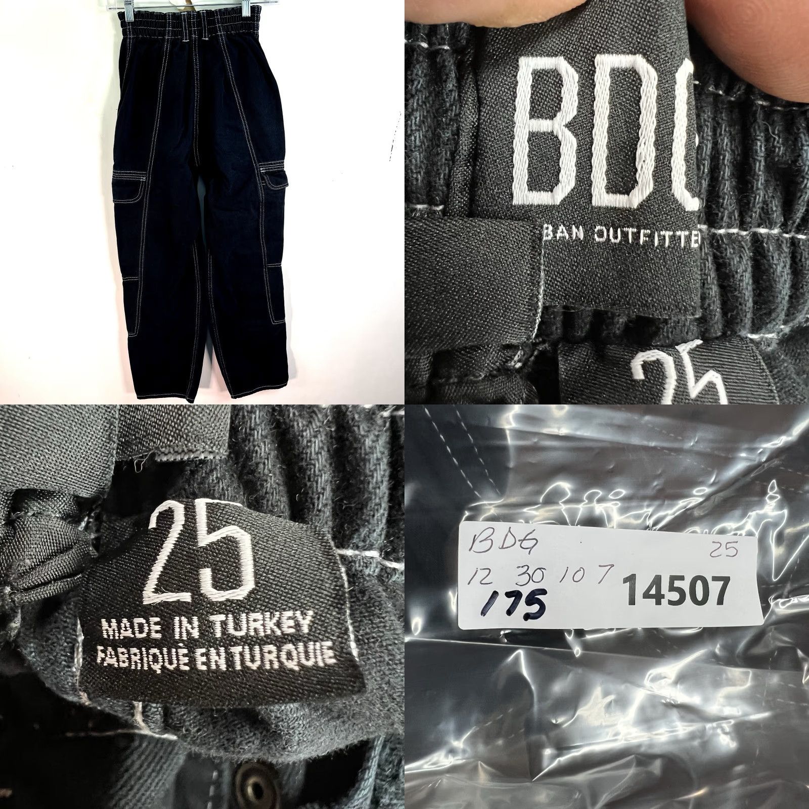 Urban Outfitters Vintage Urban Outfitters BDG Skate Cargo Jeans Pants Women Size 25 Black 90s Retro Size 42" / US 20 - 8 Thumbnail
