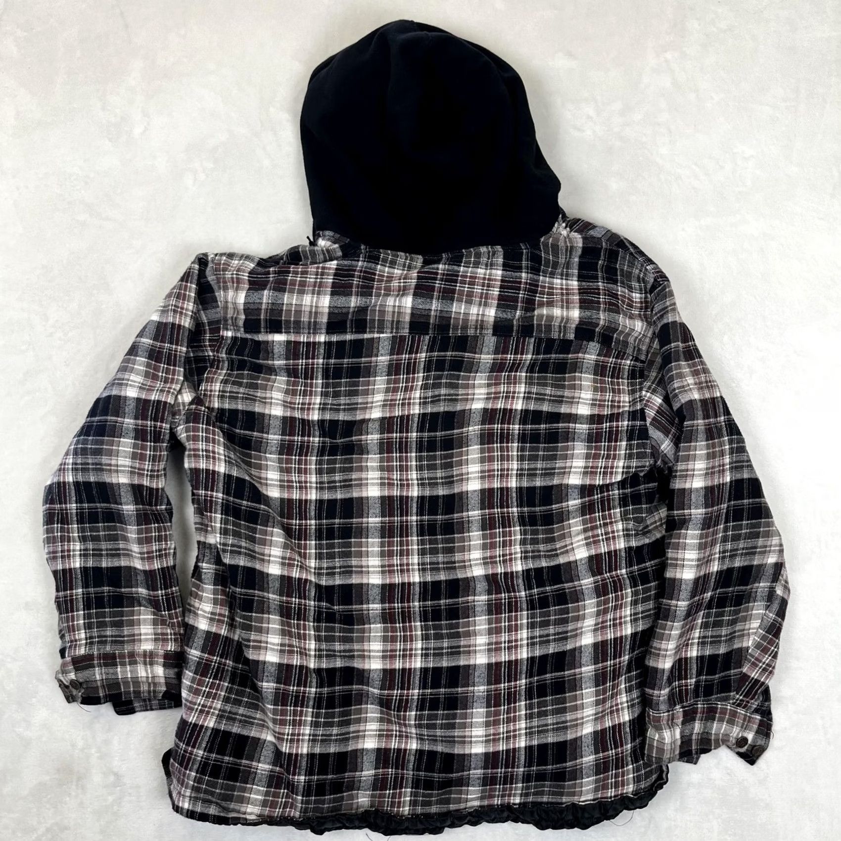 Vintage Craftsman Jacket Mens 2XL Black Plaid Hooded Flannel Quilted Lined Workwear Size US XXL / EU 58 / 5 - 6 Thumbnail